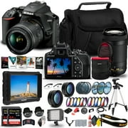Nikon D3500 DSLR Camera with 18-55mm and 70-300mm Lenses 1588 + 4K Monitor Storage Bundle