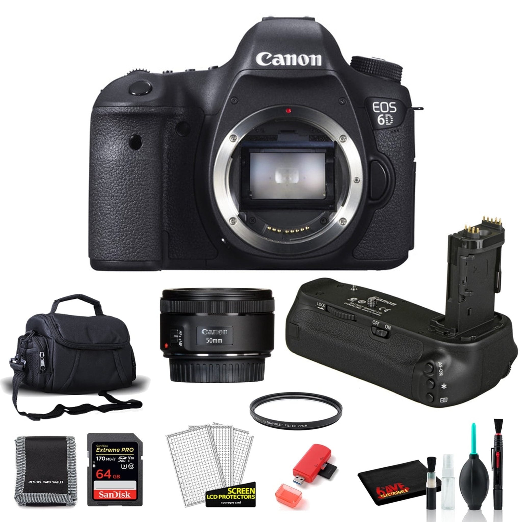 Canon 6D Digital Camera Body with Canon EF 50mm f/1.8 STM Lens + More International Model Canon