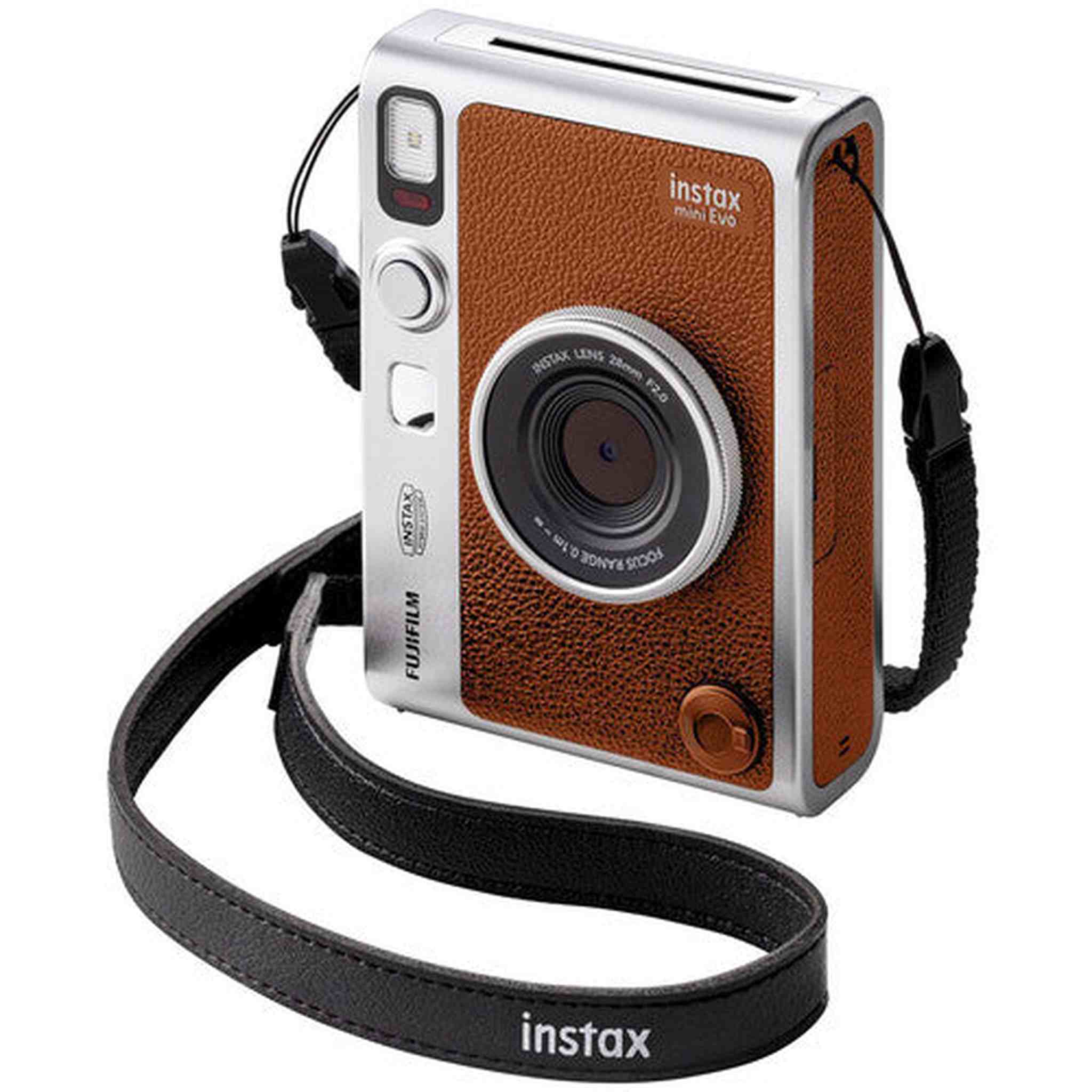 Fujifilm Instax Mini EVO Hybrid Instant Camera Brown with Micro SD to SD Adapter