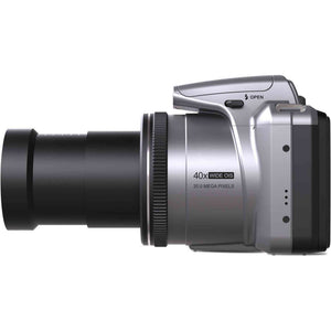 Minolta 20 Mega Pixels 40x Optical Zoom Digital Camera, 1080p FHD Video Bundle, Silver
