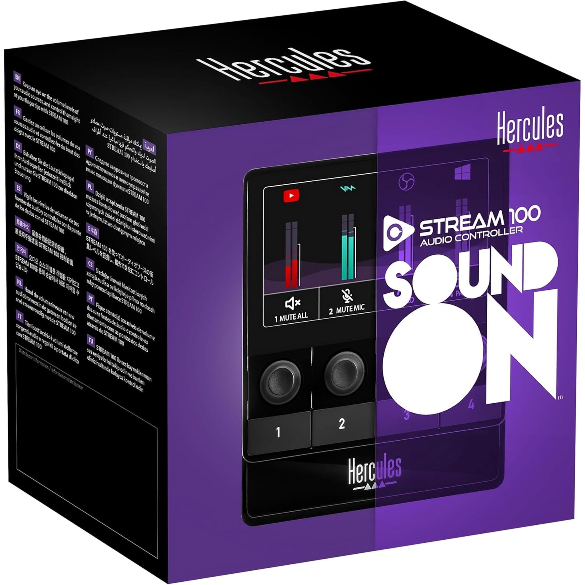 Hercules Stream 100, Audio Mixer for Content Creators, Up to 8 Tracks, Bundle