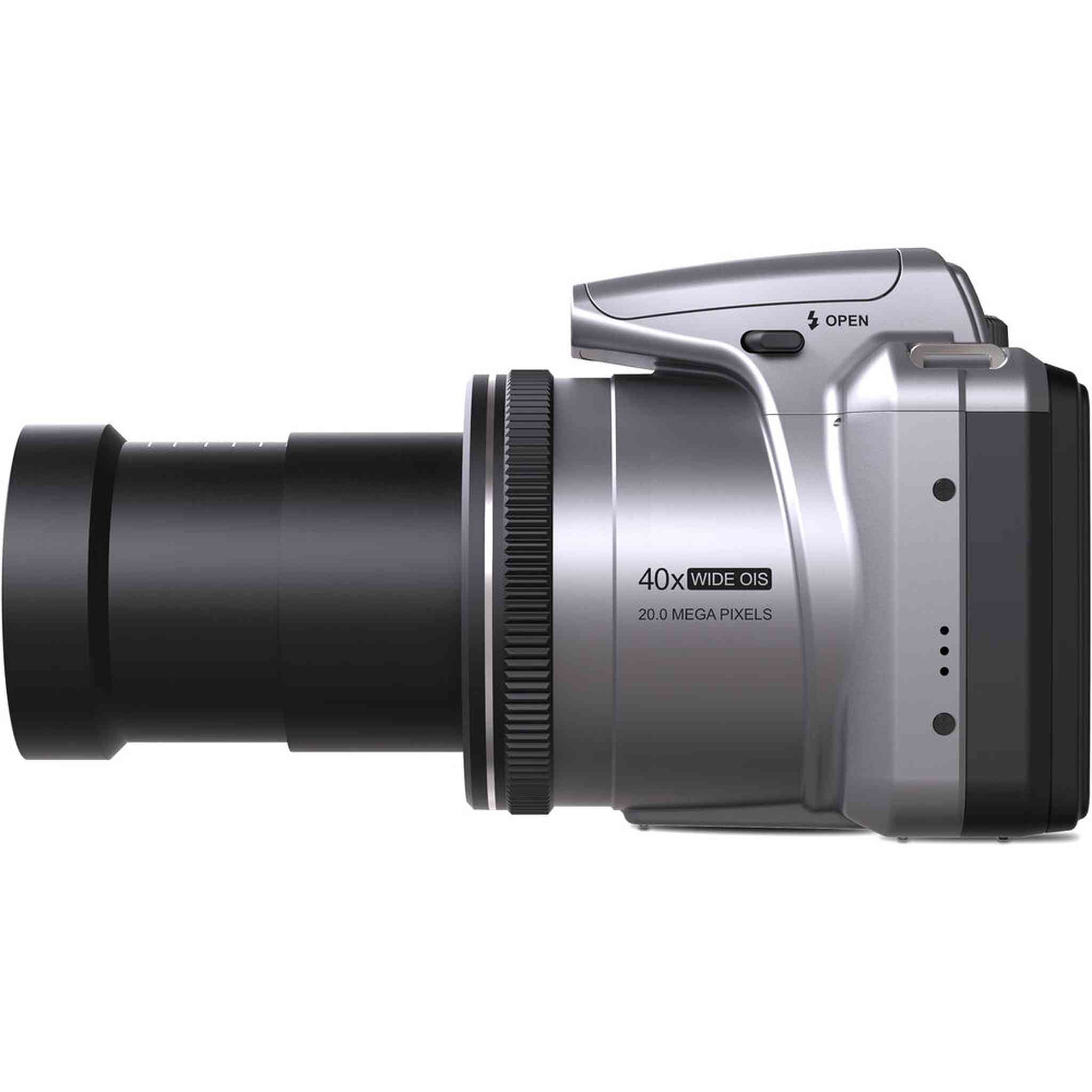 Minolta 20 Mega Pixels 40x Optical Zoom Digital Camera, 1080p FHD Video Bundle, Silver