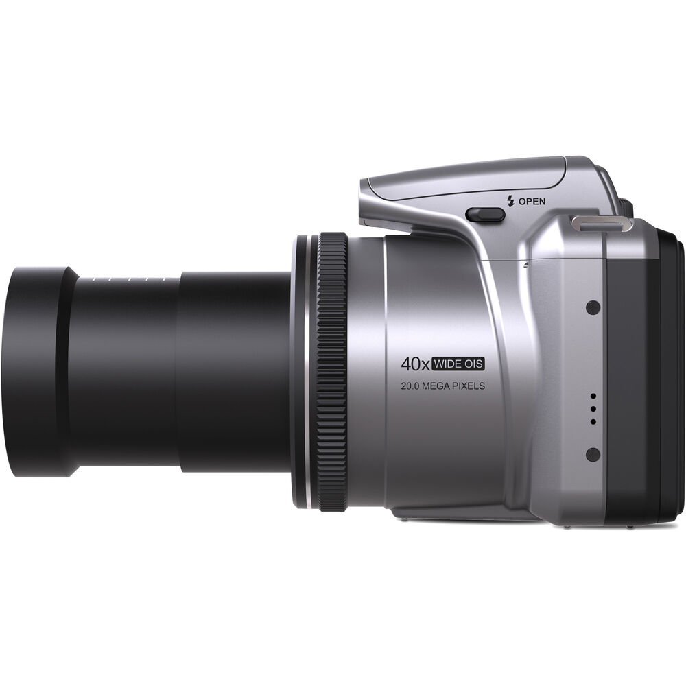 Minolta 20 Mega Pixels 40x Optical Zoom Digital Camera, 1080p FHD Video Bundle, Silver