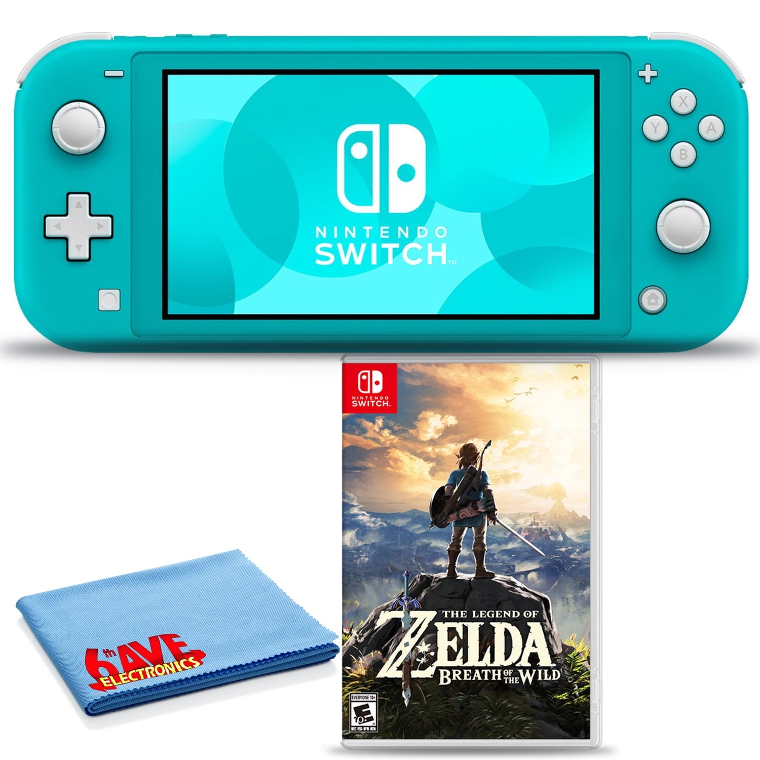 Nintendo Switch Lite with 6Ave Cloth and The Legend of Zelda: Breath of the Wild