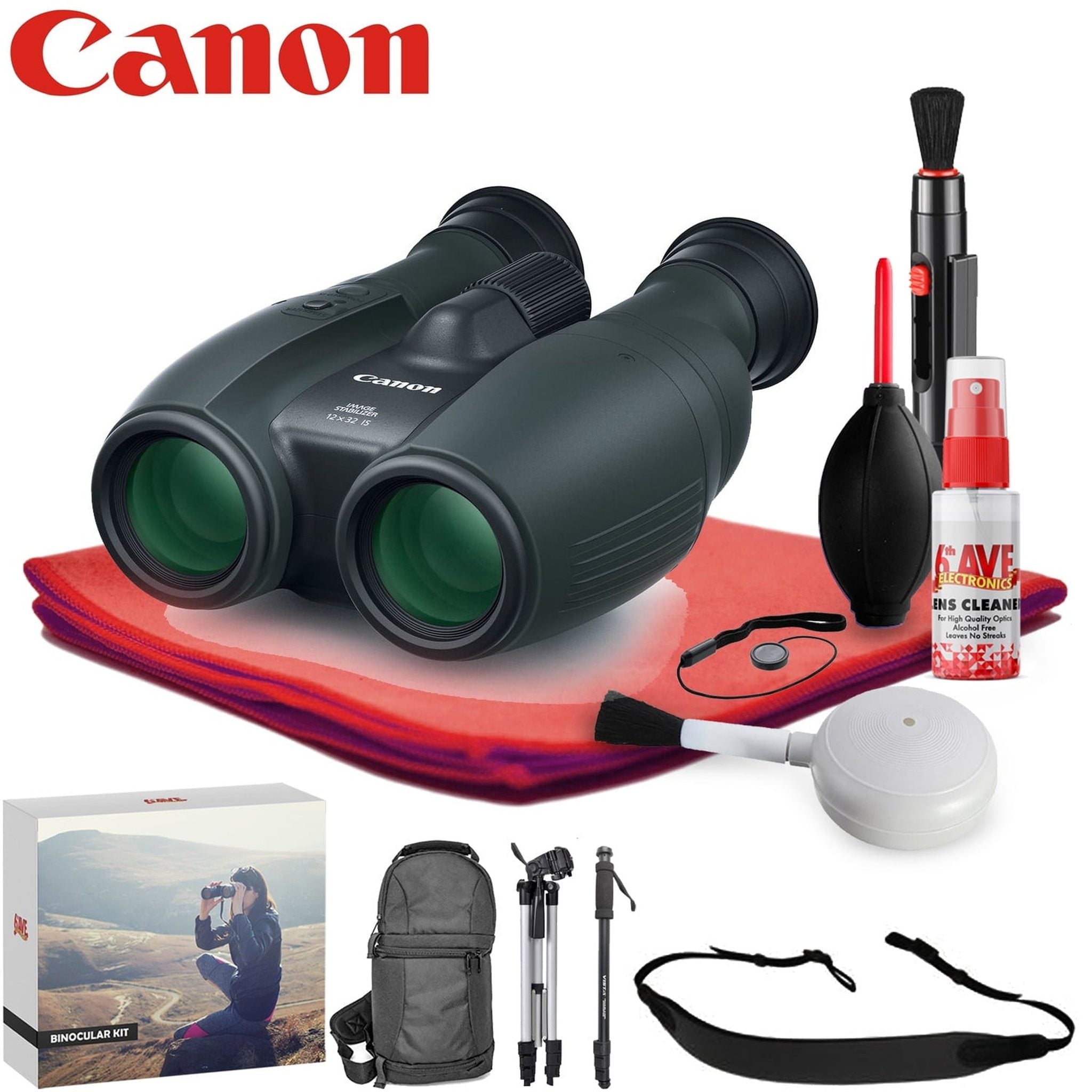 Canon 12x32 IS Image Stabilized Binocular - Exclusive Outdoors Binoculars Kit Canon