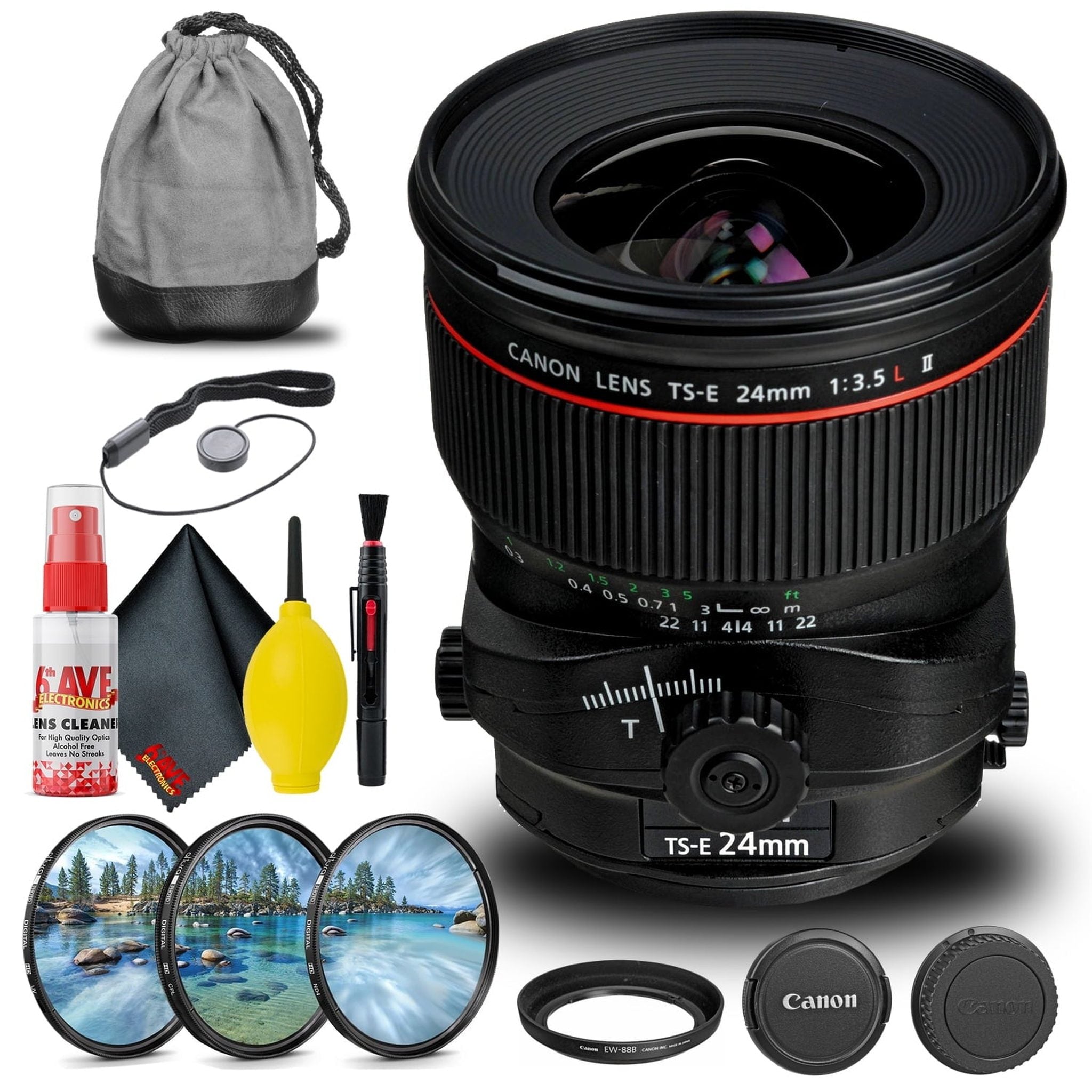 Canon TS-E 24mm f/3.5L II Tilt-Shift Lens 3552B002 + Filter Kit + More International Model