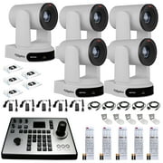 5 x PTZOptics Move 4K PTZ Camera with 30x Zoom White PT30X-4K-WH-G3 + PT-JOY-G4 Controller + 5 x Wall Mount