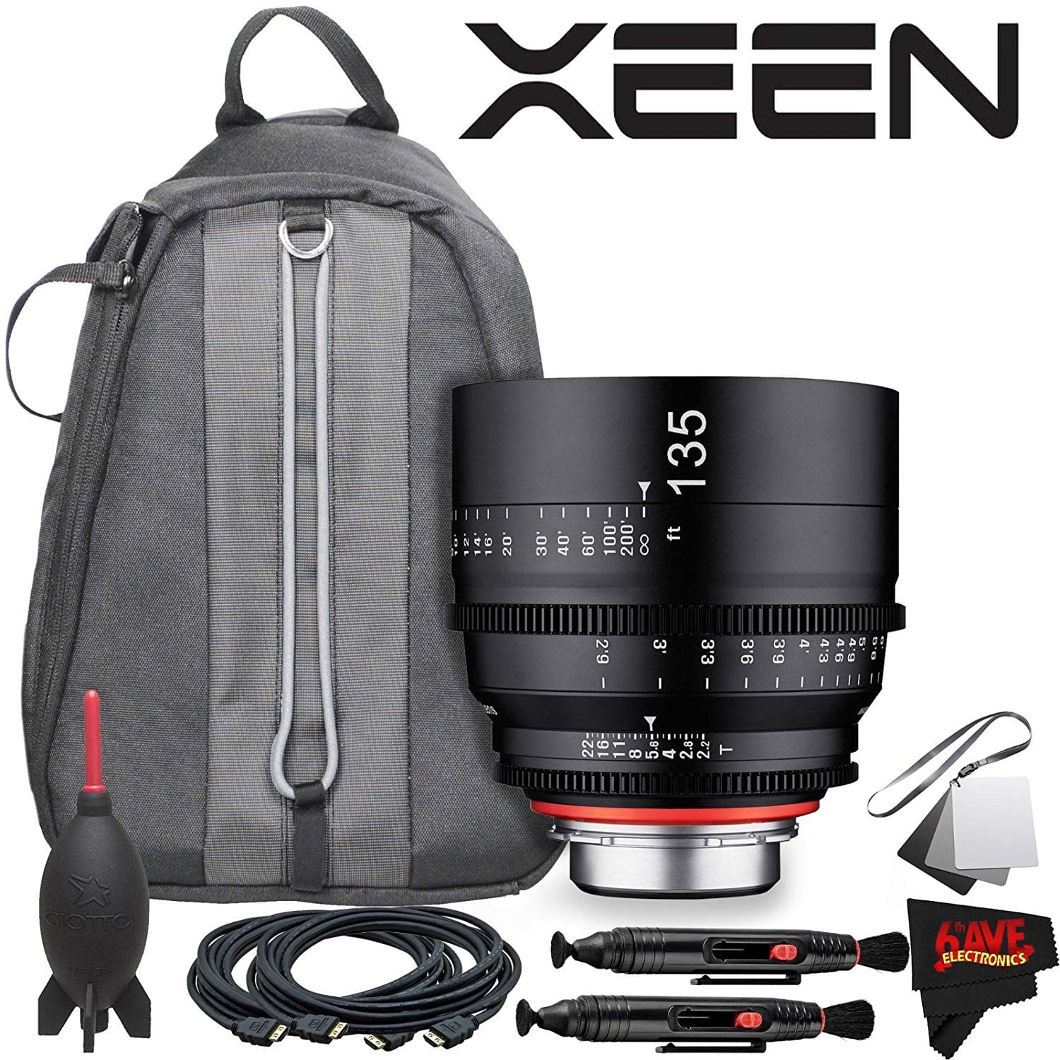 Rokinon Xeen 135mm T2.2 Lens with PL Mount With Professional Lens Backpack and Accessories