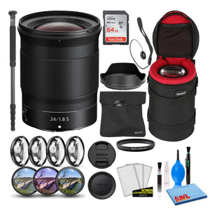 Nikon NIKKOR Z 24mm f/1.8 S Prime Lens 20080 Intl Model Bundle + 64GB SD Card