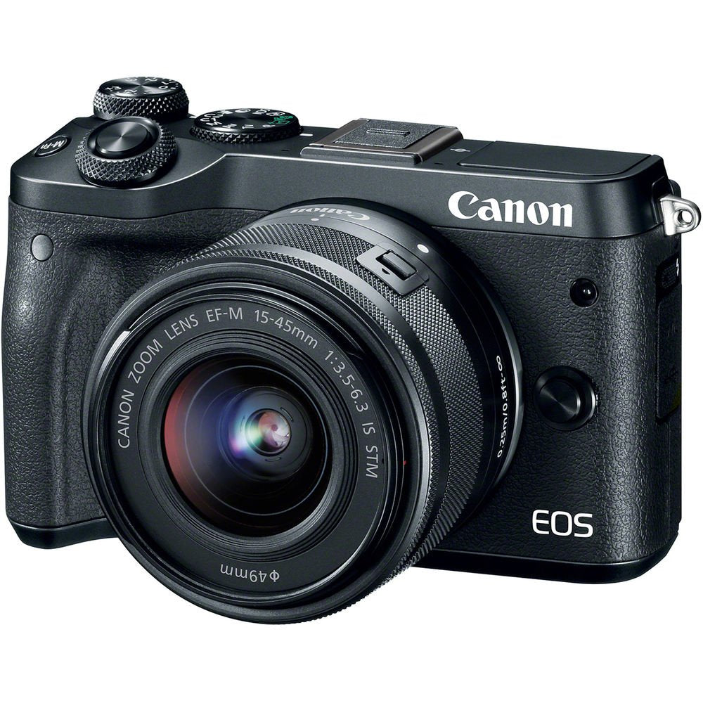 Canon EOS M6 Mirrorless Digital Camera with EF-M 15-45mm is STM Lens + UV FLD CPL Filter Kit + Wide Angle & Telephoto Le