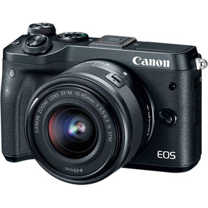 Canon EOS M6 Mirrorless Digital Camera with EF-M 15-45mm IS STM Lens + UV FLD CPL Filter Kit + 4 PC Macro Kit + Wide Ang