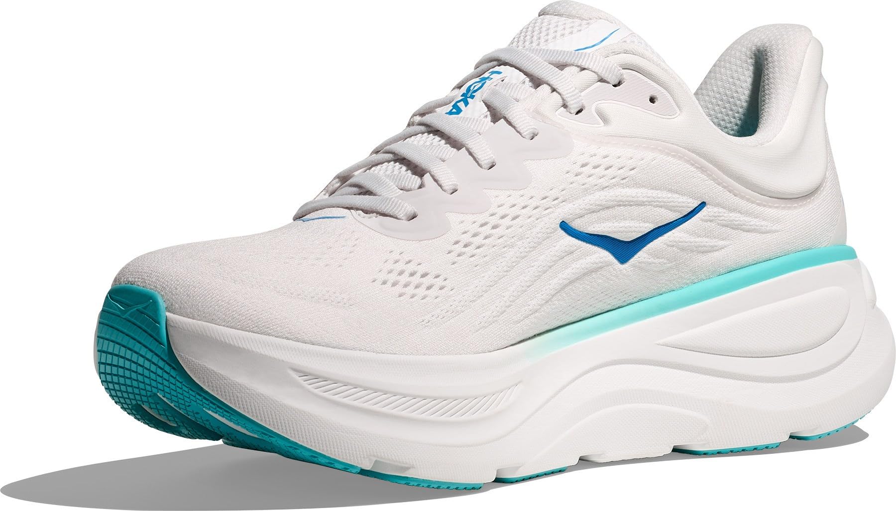 Hoka Men's Bondi 9 Sneaker, White Blue, 10
