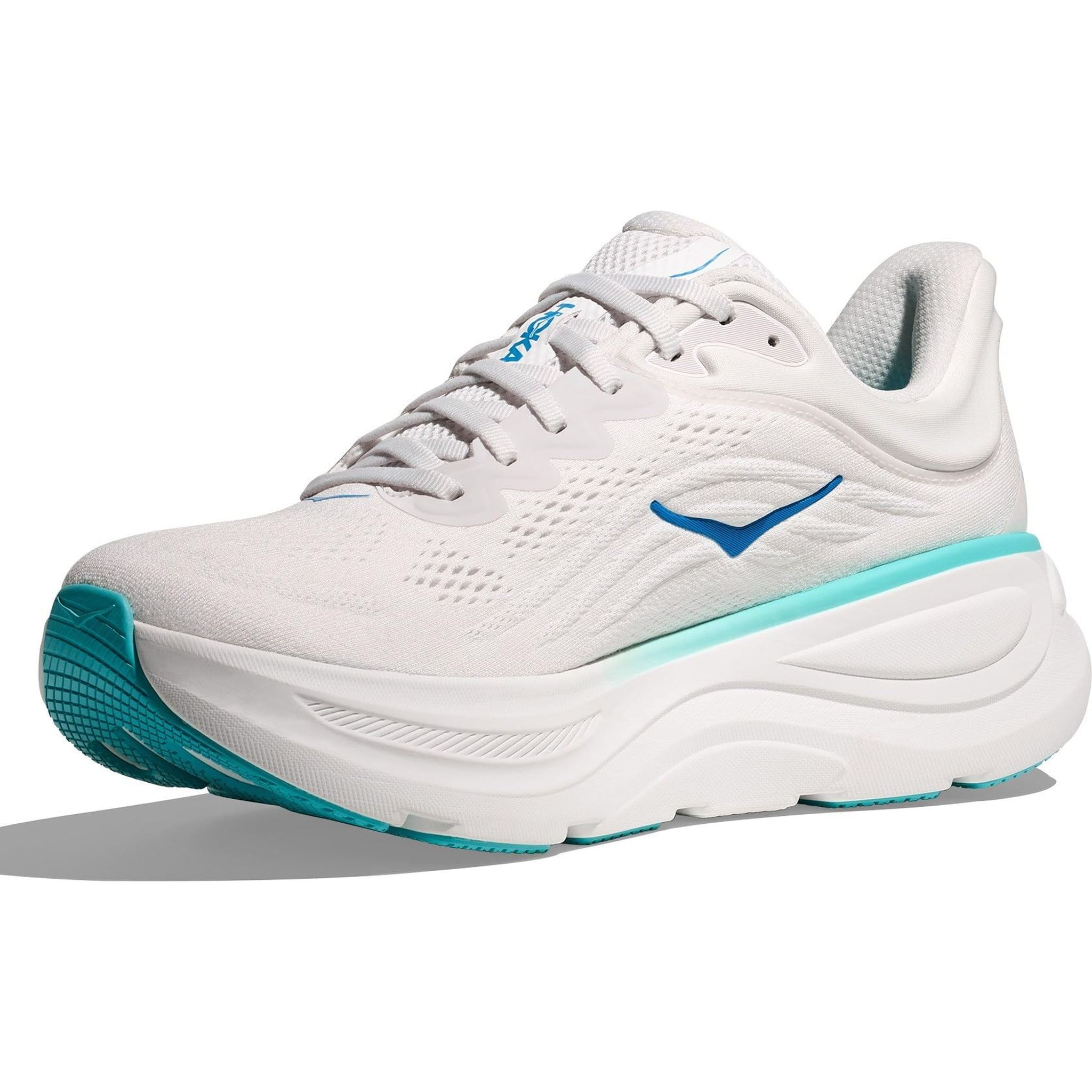 Hoka Men's Bondi 9 Sneaker, White Blue, 10