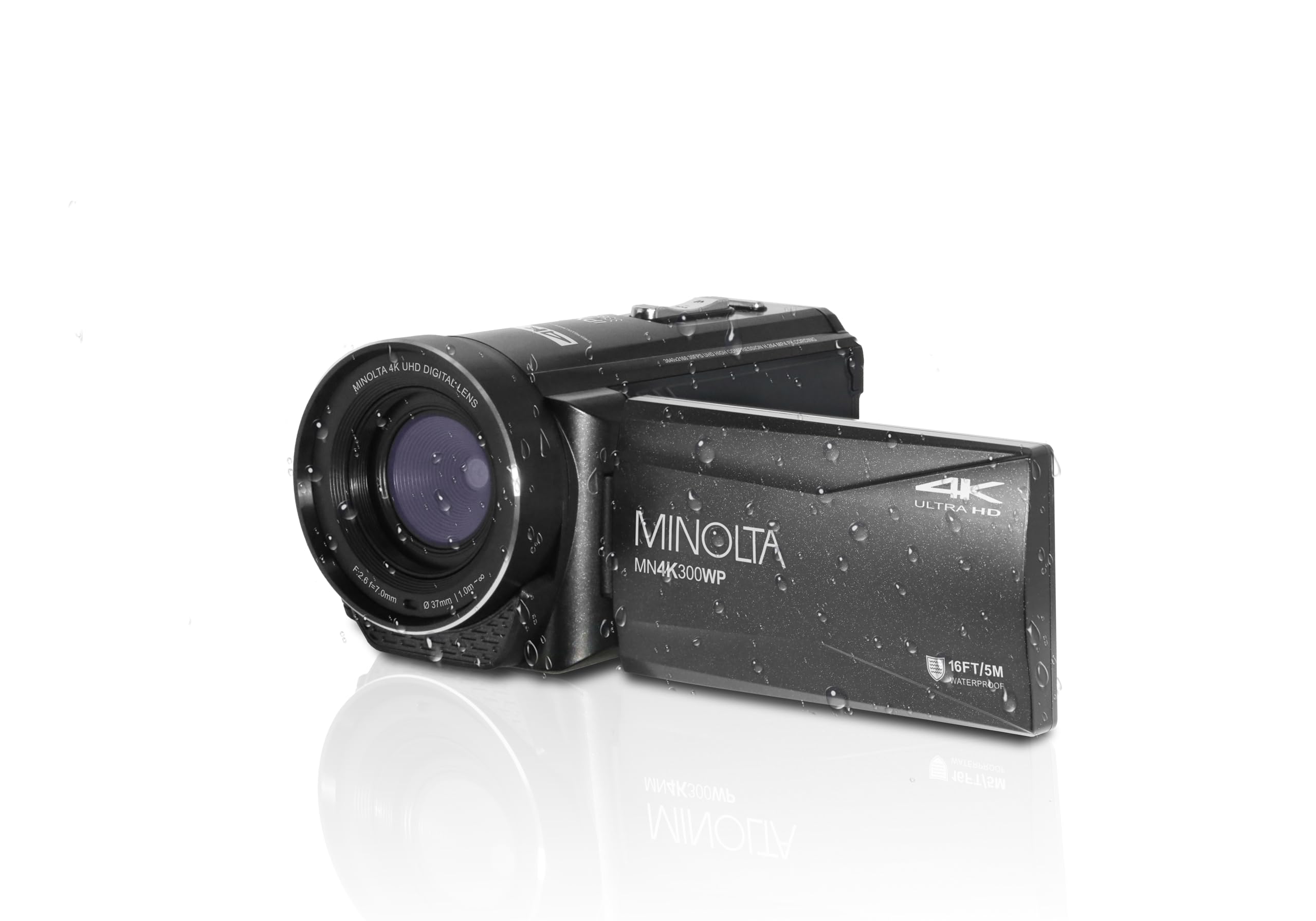 Minolta MN4K300WP 4K Ultra HD / 56 MP Waterproof Camcorder - Black