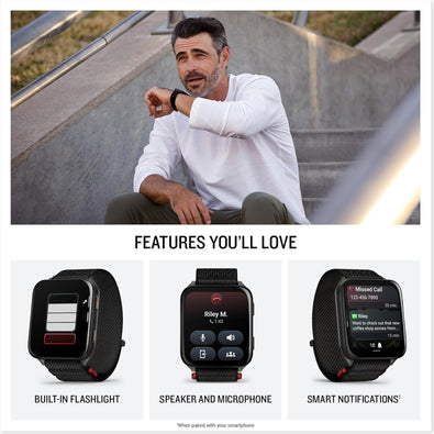 Garmin® Venu® X1, Thin and Lightweight GPS Smartwatch, AMOLED Display, Advanced Health and Fitness Features, Black with Slate Titanium Caseback and Black ComfortFit Nylon Band