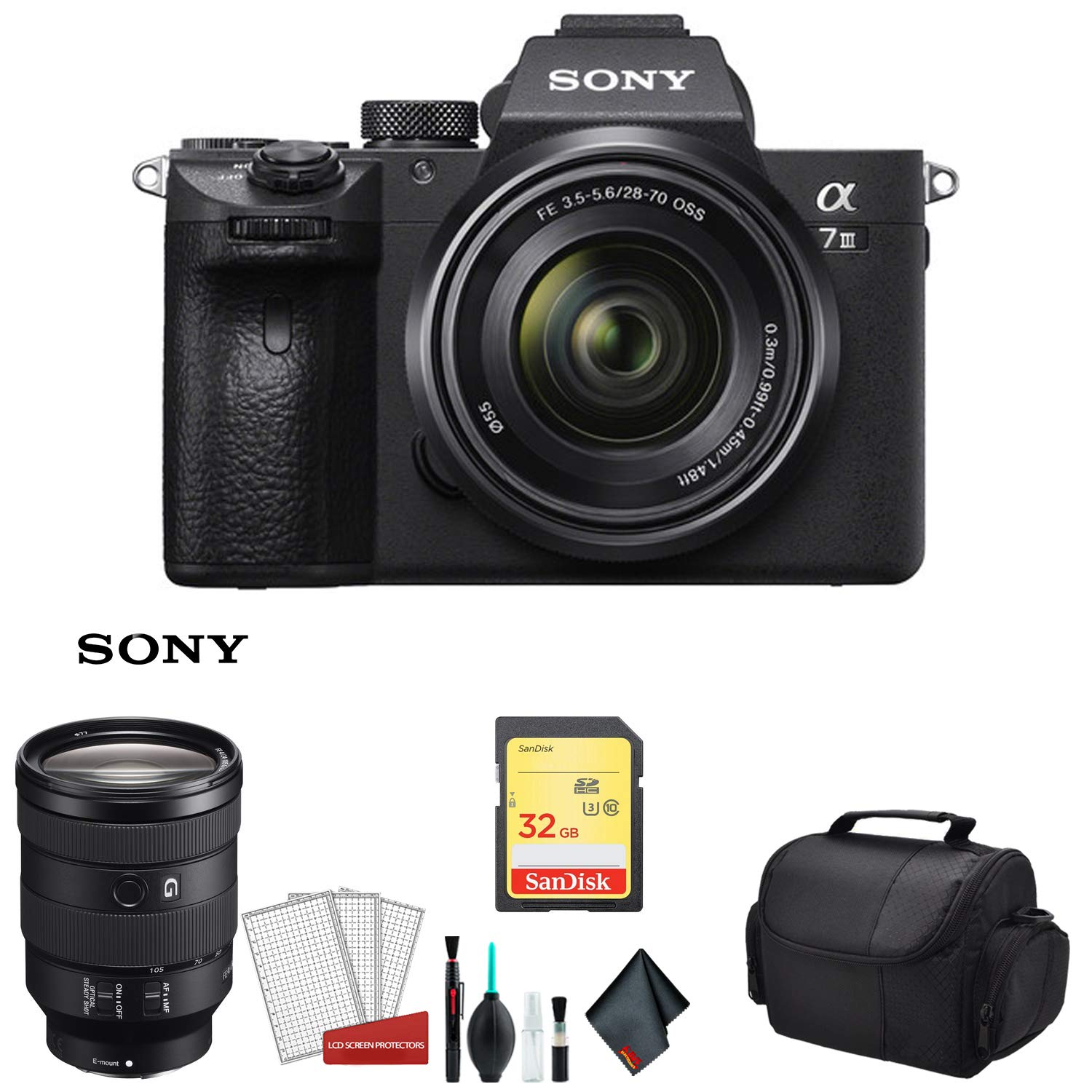 Sony Alpha a7 III Full Frame Mirrorless Digital Camera with 28-70mm Lens ILCE7M3K/B - Bundle Kit with Sony FE 24-105mm f
