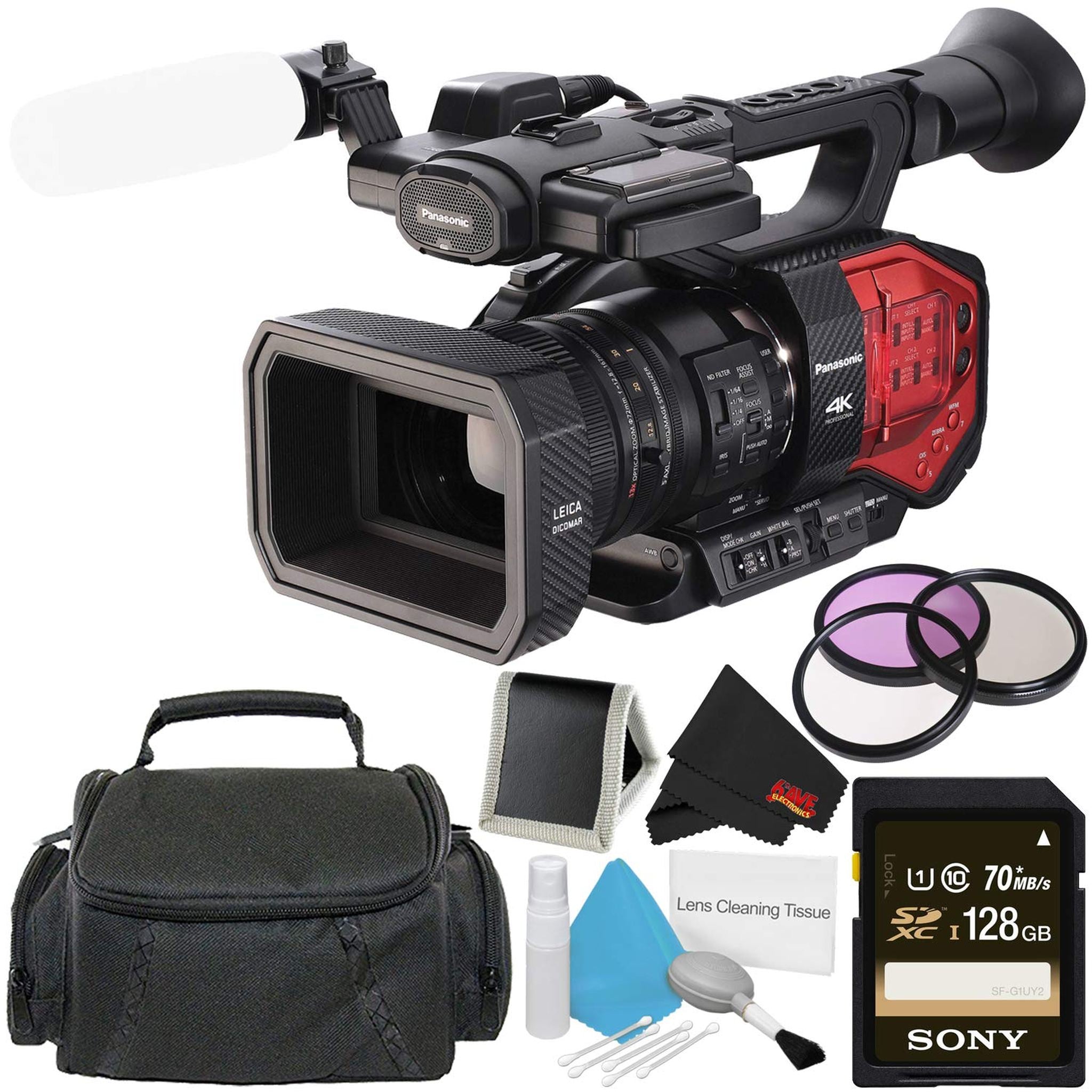 Panasonic AG-DVX200 4K Handheld Camcorder - Bundle with 128GB Memory Card + Carrying Case + More