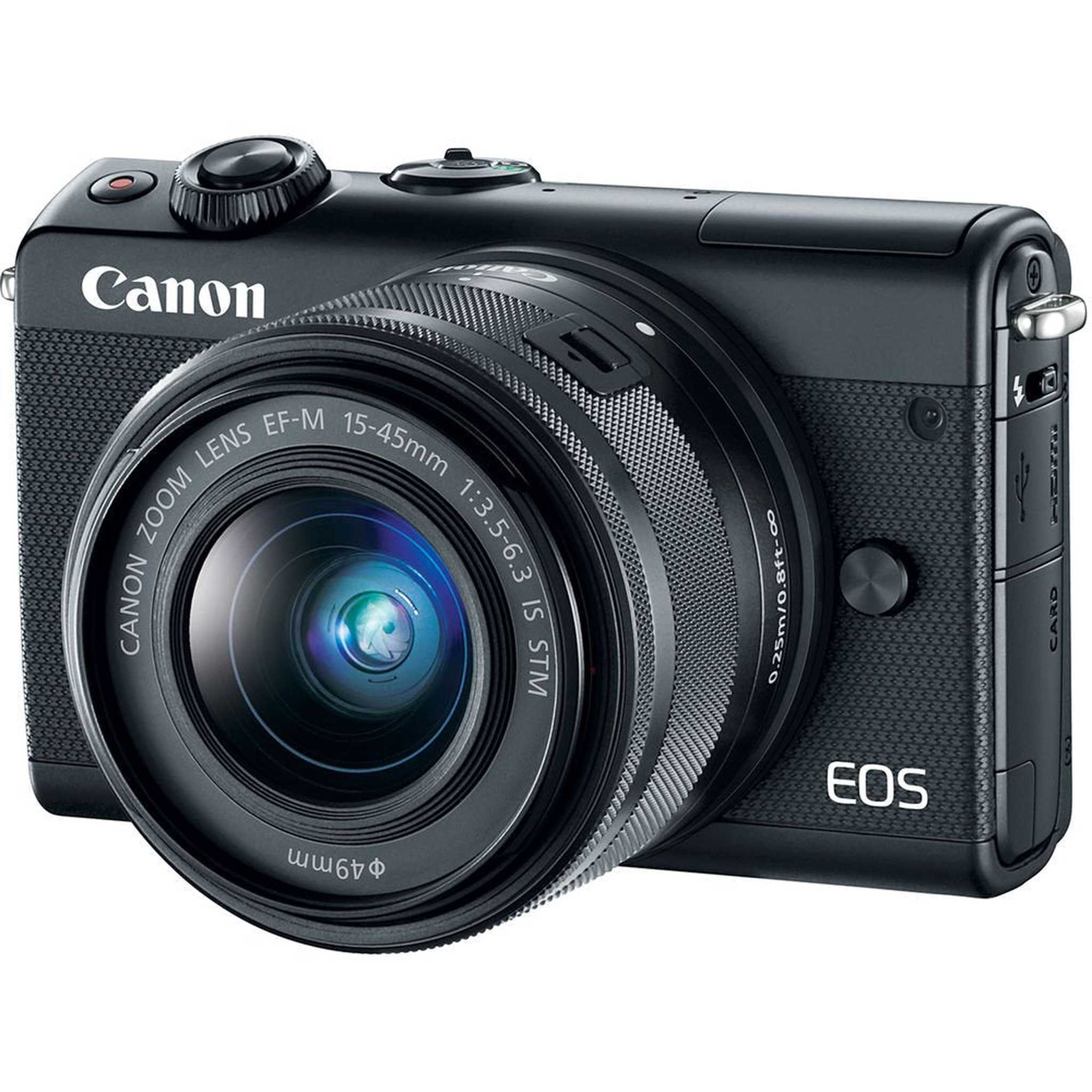 Canon EOS M100 Mirrorless Digital Camera Black with 15-45mm Lens + Flexible Tripod + UV Protection Filter + Profession