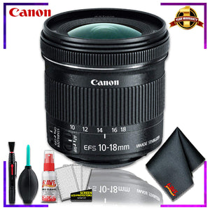 Canon EF-S 10-18mm f.4.5-5.6 is STM Lens International Model + Cleaning Kit