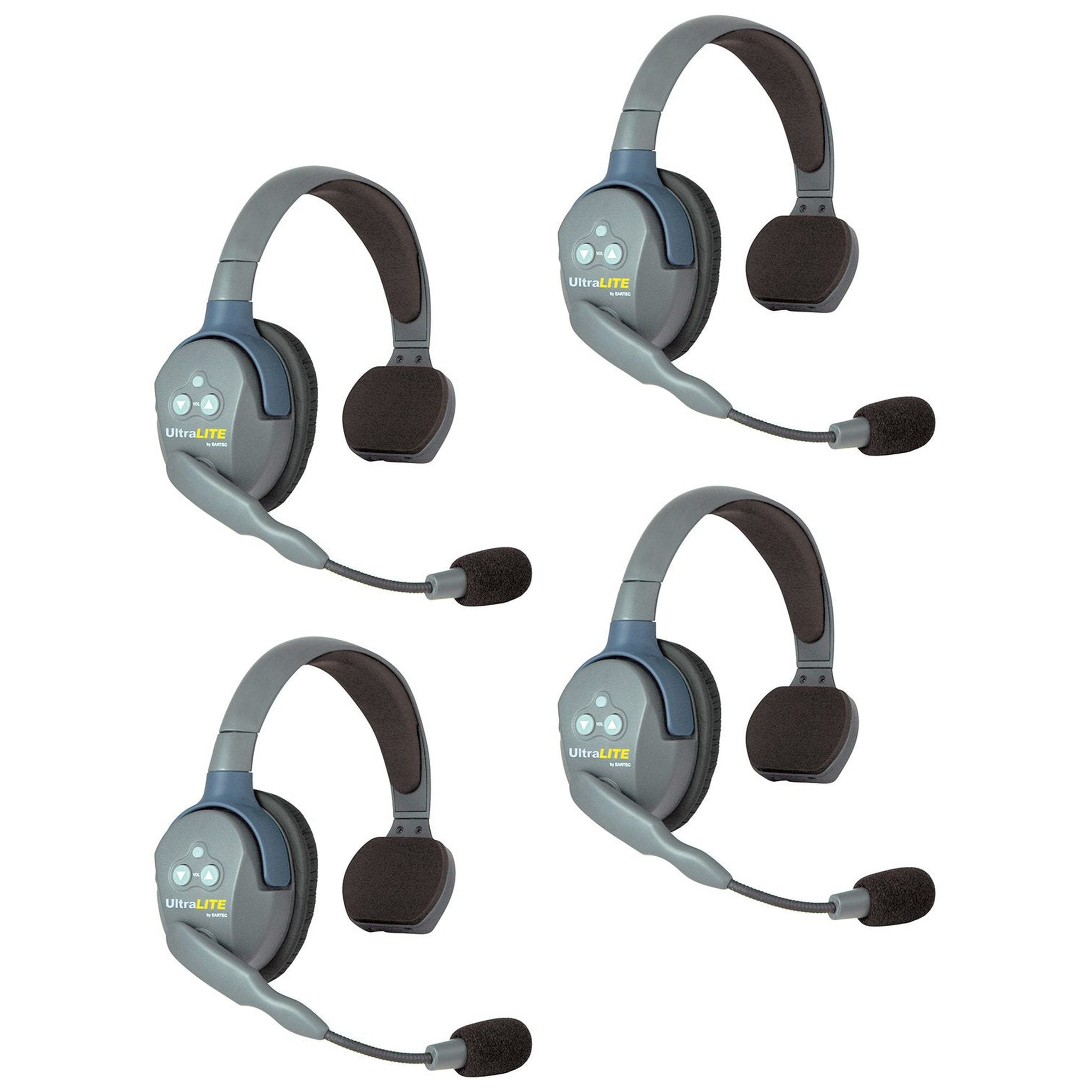 Eartec UL4S UltraLITE Full Duplex Wireless Headset Communication for 4 Users - 4 Single Ear Headsets - Used EARTEC