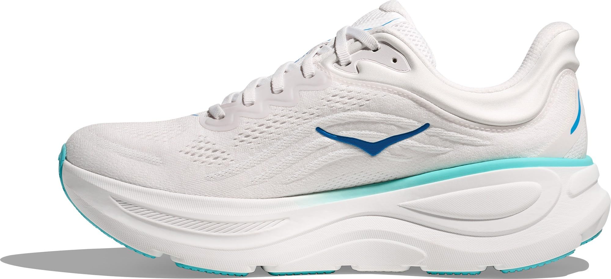 Hoka Men's Bondi 9 Sneaker, White Blue, 10