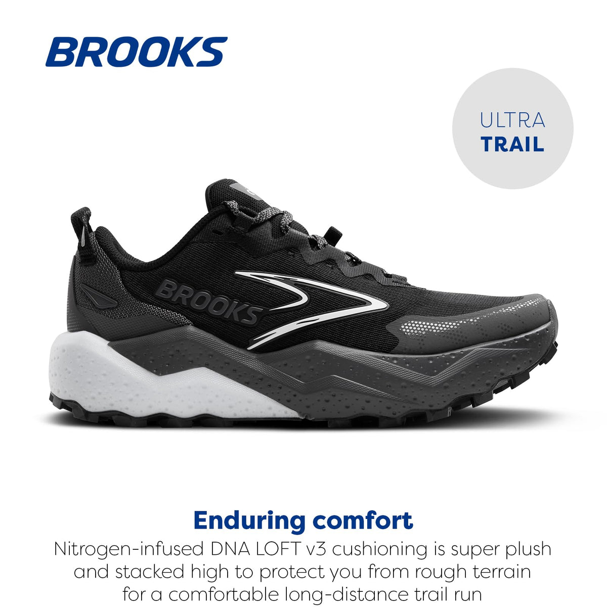 Brooks Women’s Caldera 8 Ultra Trail Running Shoe - Black/Blackened Pearl/White - 6 Medium