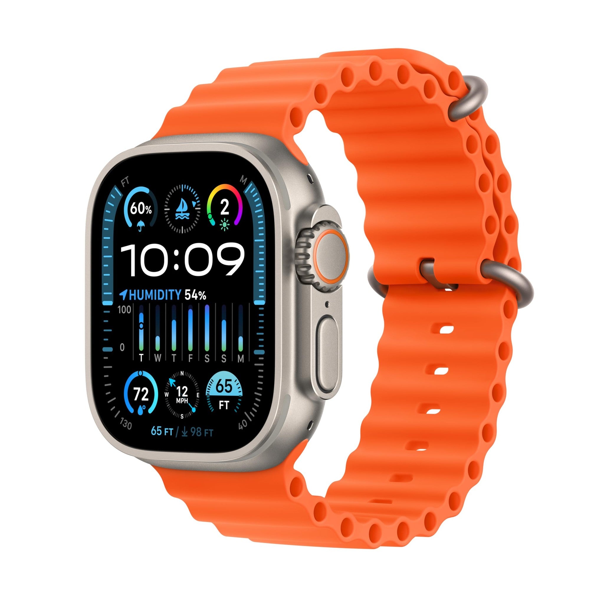 Apple Watch Ultra 2 GPS + Cellular 49mm Smartwatch with Rugged Titanium Case & Orange Ocean Band. Fitness Tracker, Precision GPS, Action Button, Extra-Long Battery Life, Bright Retina Display