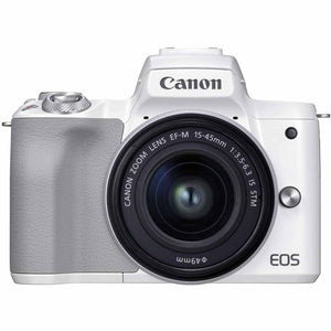 Canon EOS M50 Mark II + EF-M 15-45mm is STM Kit White International Model