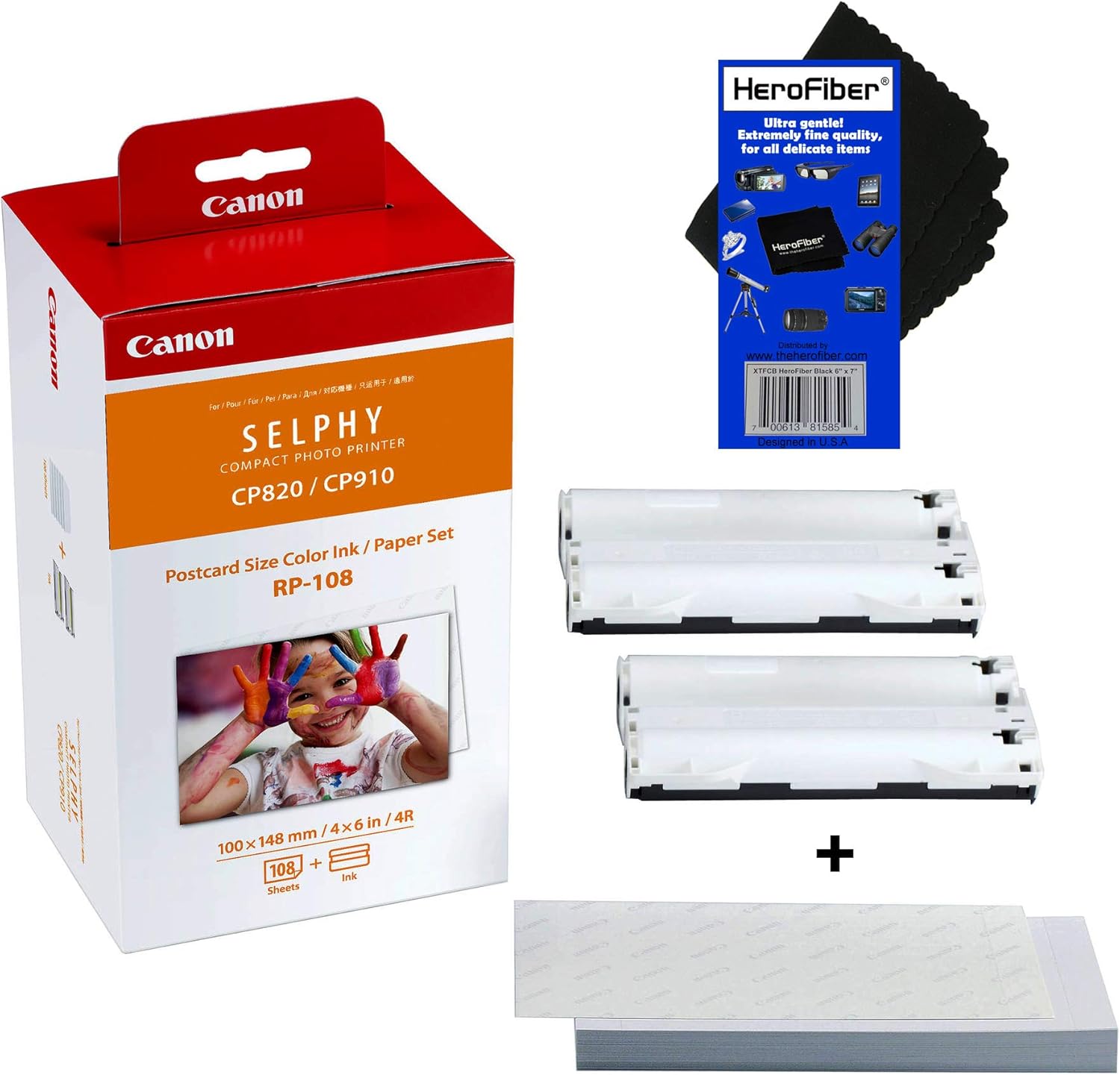 Canon RP-108 High-Capacity Color Ink/Paper Set Includes 108 Sheets + 2 Ink Toner HeroFiber