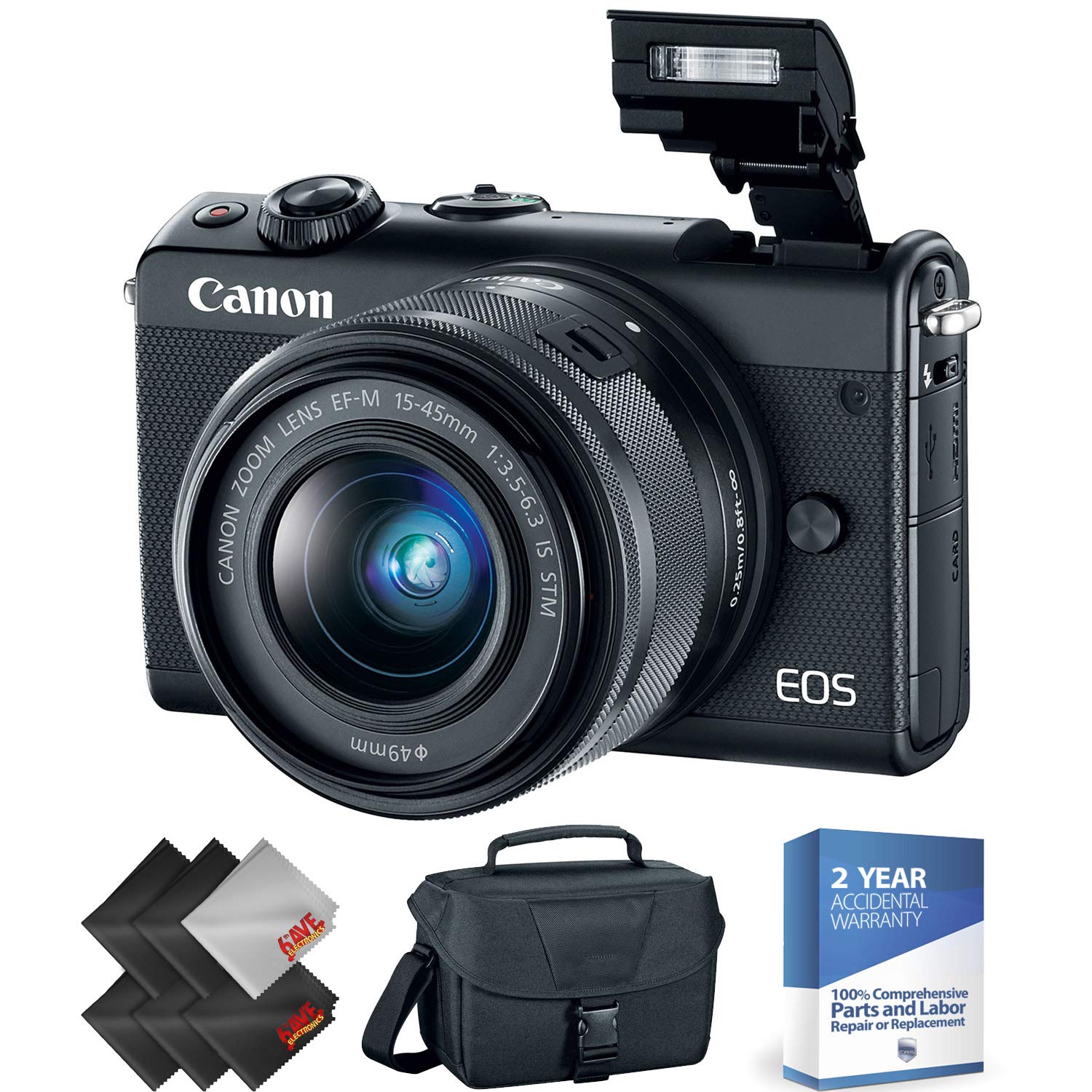Canon EOS M100 Mirrorless Digital Camera with 15-45mm Lens Black + 2 Year Accidental Warranty