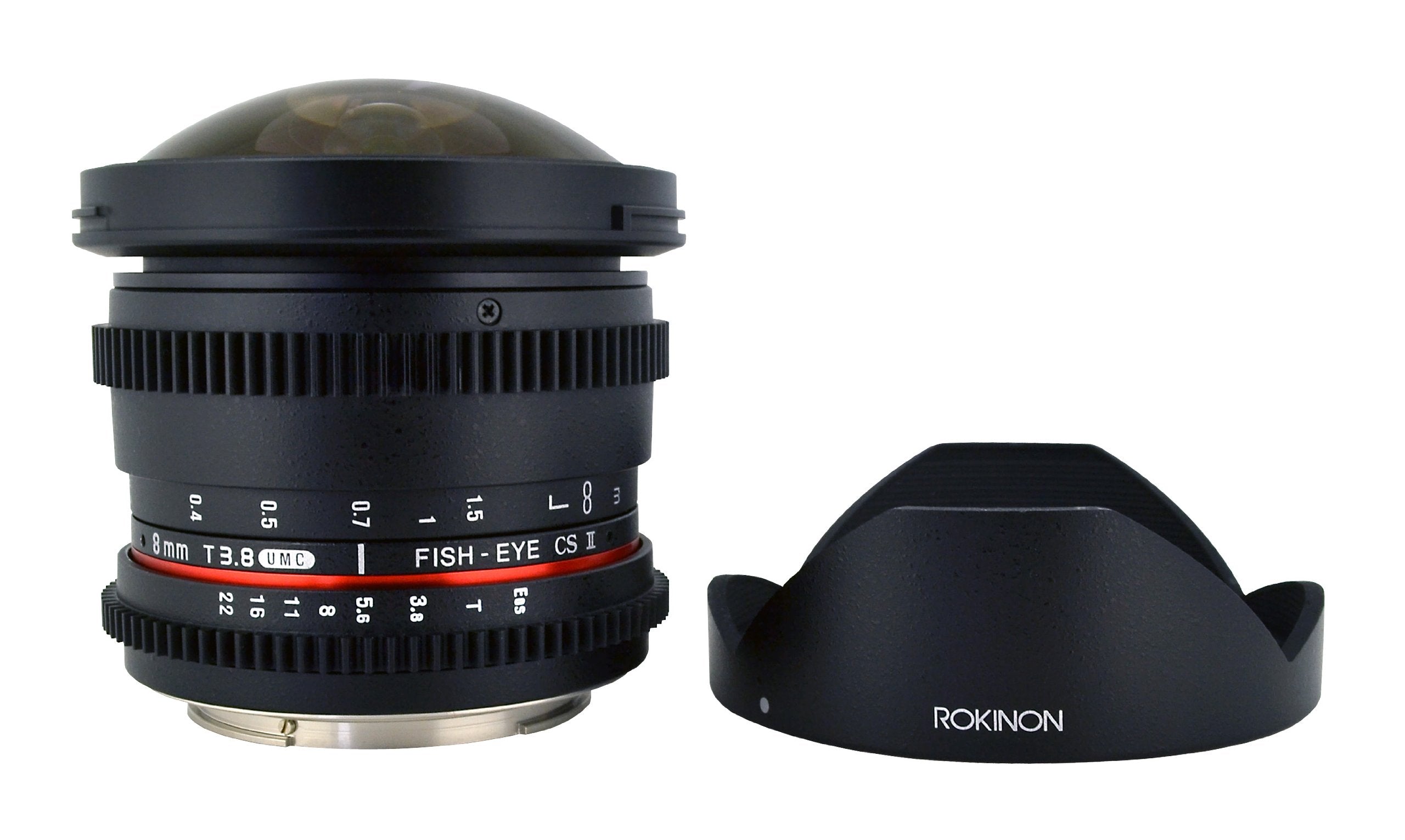 Rokinon RKHD8MV-N HD 8mm t/3.8 Fisheye Lens for Nikon with De-clicked Aperture and Removable HoodWide-Angle Lens