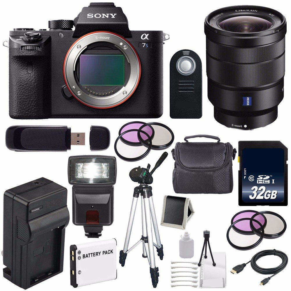 Sony Alpha a7S II a7S Mark II a7SII ILCE7SM2/B Mirrorless Digital Camera (International Model) + Vario-Tessar T FE 16-35 Lens Starter Bundle
