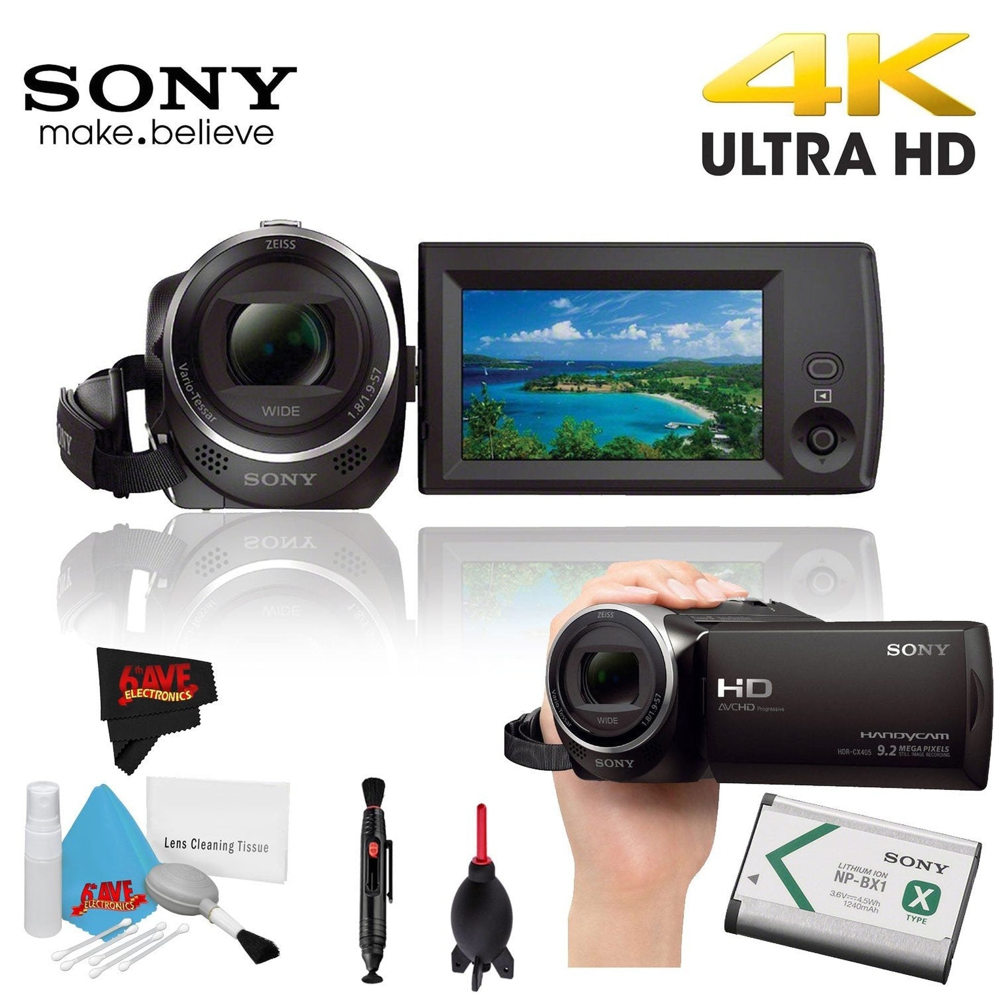 Sony HDR-CX405 Hd Camcorder Black + Lens Pen Cleaner + Dust Blower Year Warranty