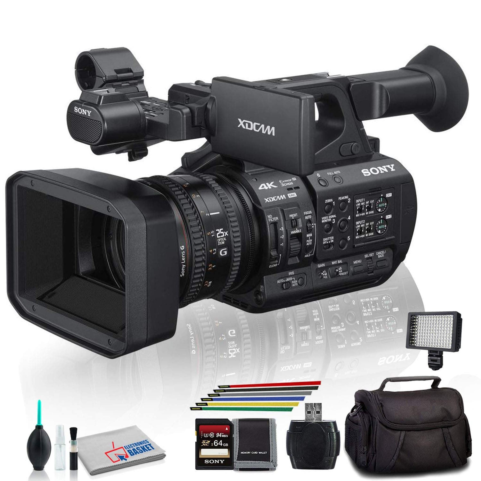 Sony PXW-Z190V 4K XDCAM Camcorder With Padded Case, LED Light, 64GB Memory Card and More Base Bundle Sony
