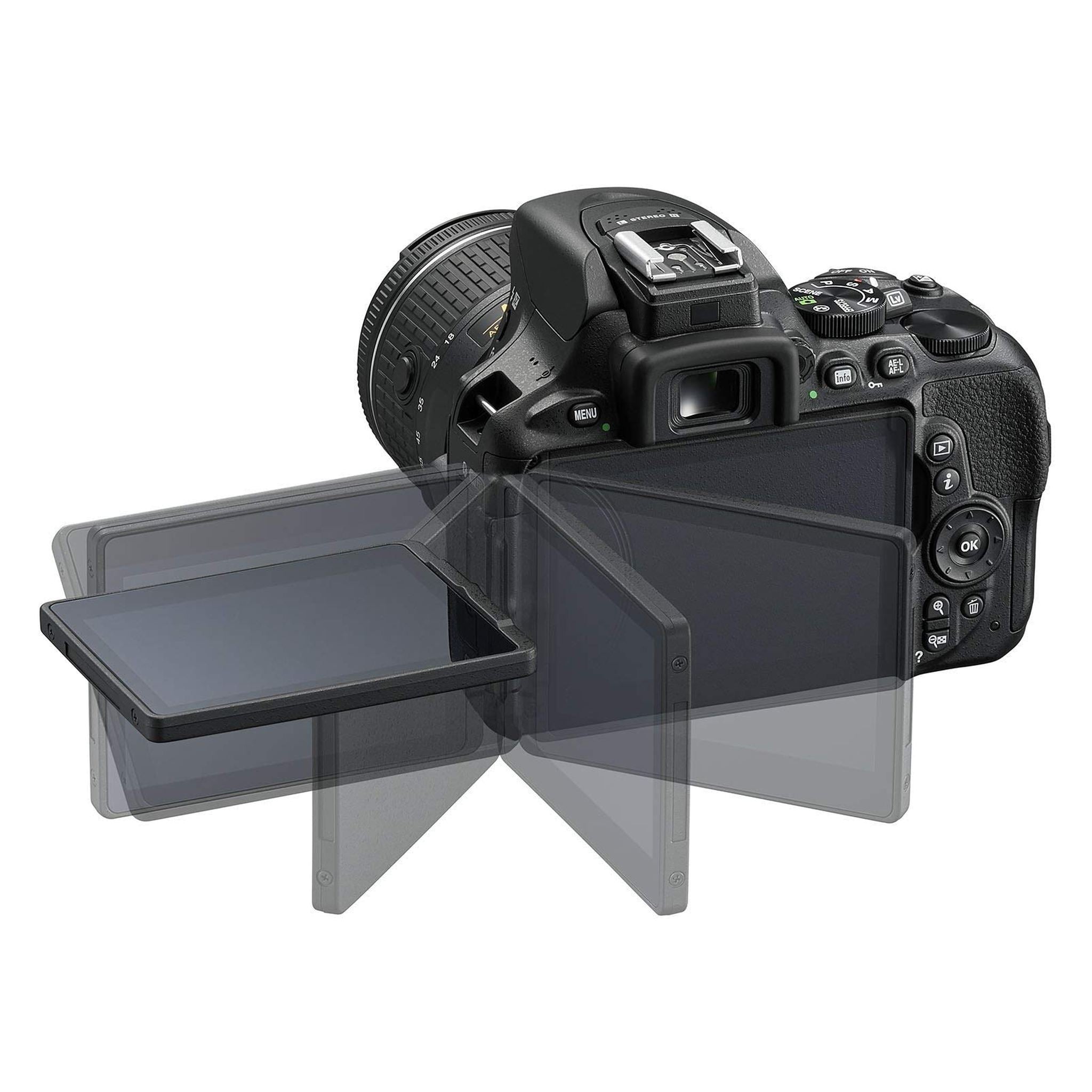 Nikon 1576 D5600 DX-Format Digital SLR with AF-P DX NIKKOR 18-55mm f/3.5-5.6G VR Lens, Black Renewed - Reconditioned Nikon