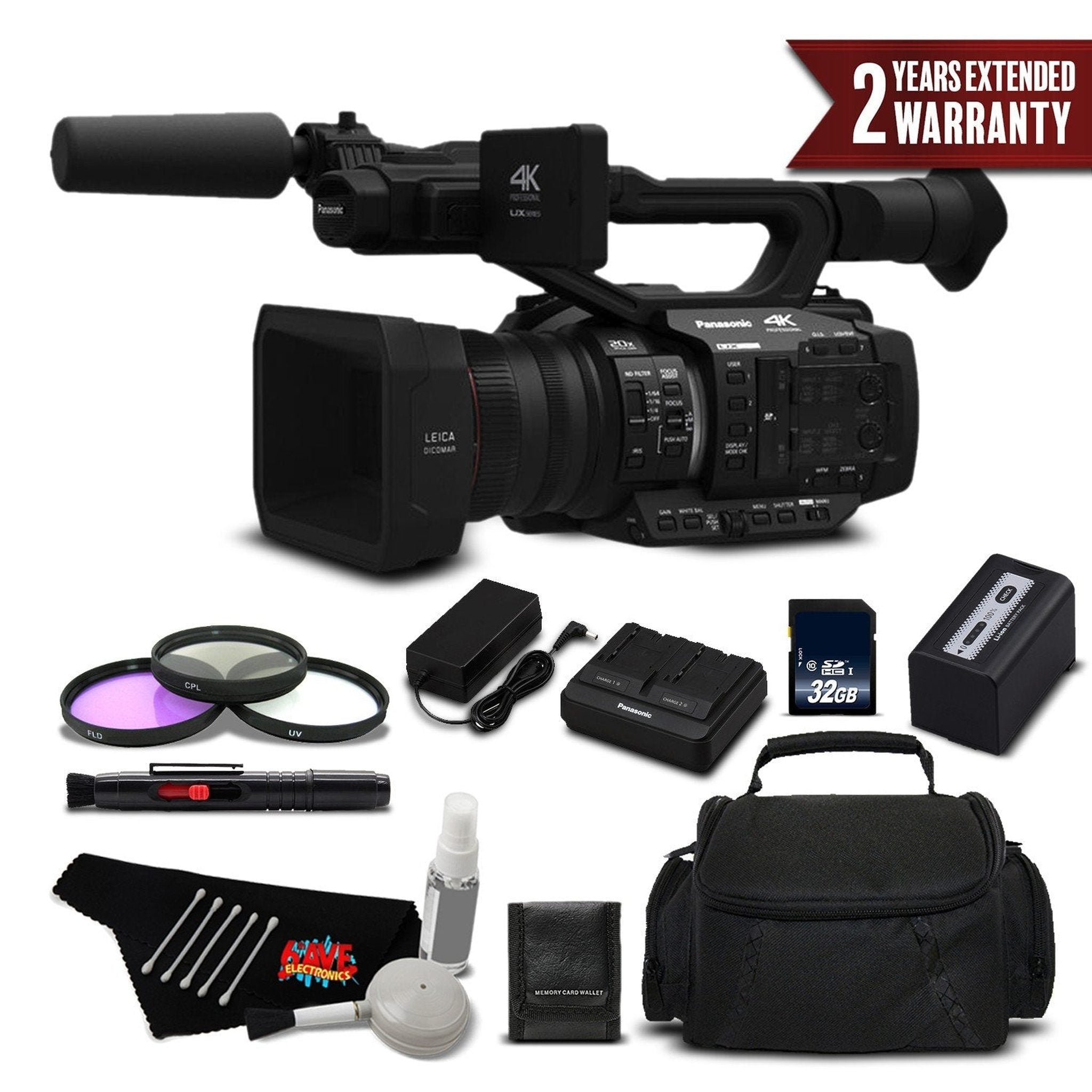 Panasonic AG-UX180 4K Premium Professional Camcorder International Version Standard Plus Warranty