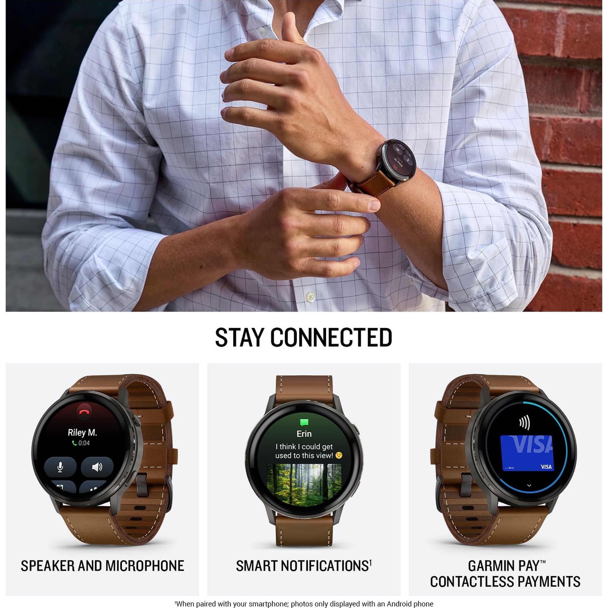 Garmin Venu® 4, 45mm, Advanced Health and Fitness GPS Smartwatch, Bright and Colorful Display, Built-in Flashlight, 12 Days of Battery Life, Slate with Black Silicone Band/Brown Leather Band