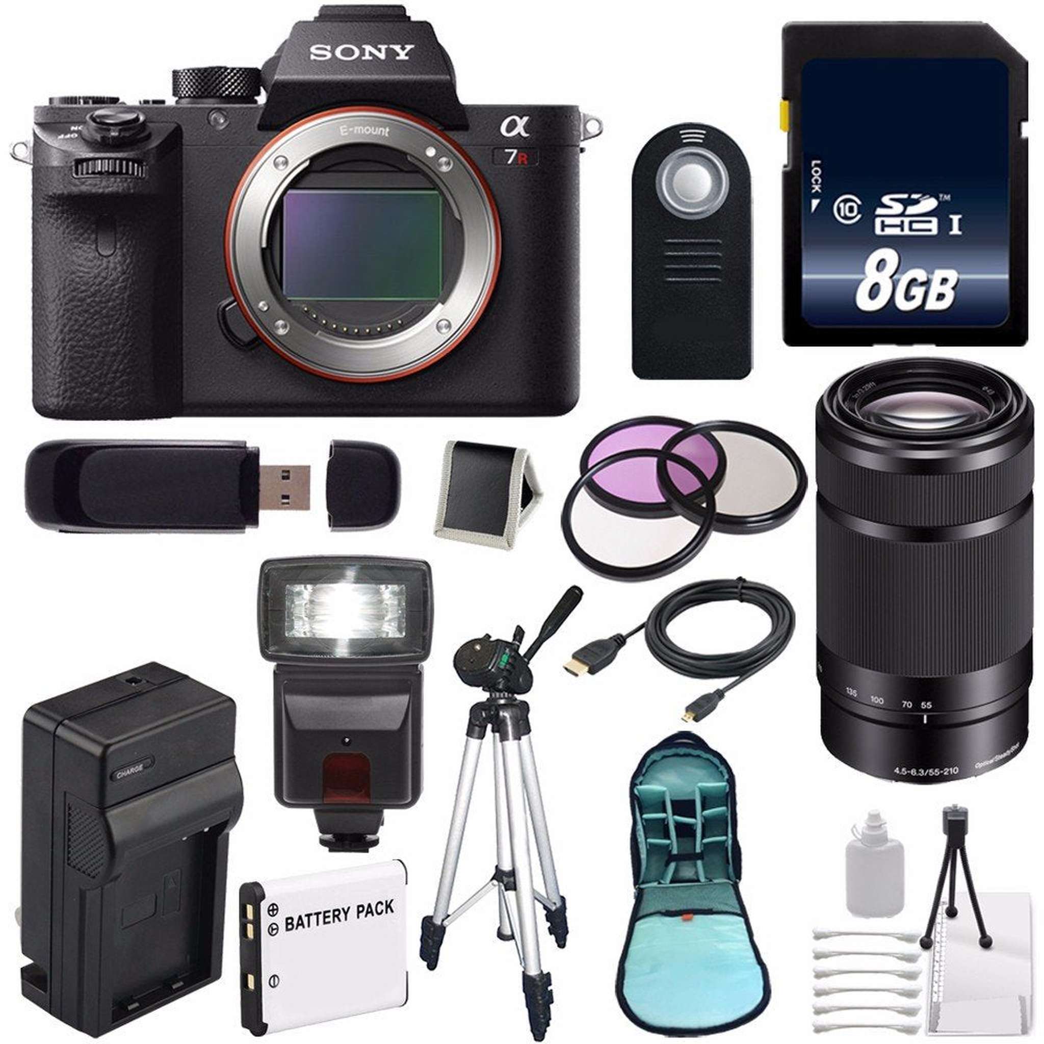 Sony Alpha a7R II Mirrorless Digital Camera International Model + Sony E 55-210mm f/4.5-6.3 OSS E-Mount Lens Black + Sony
