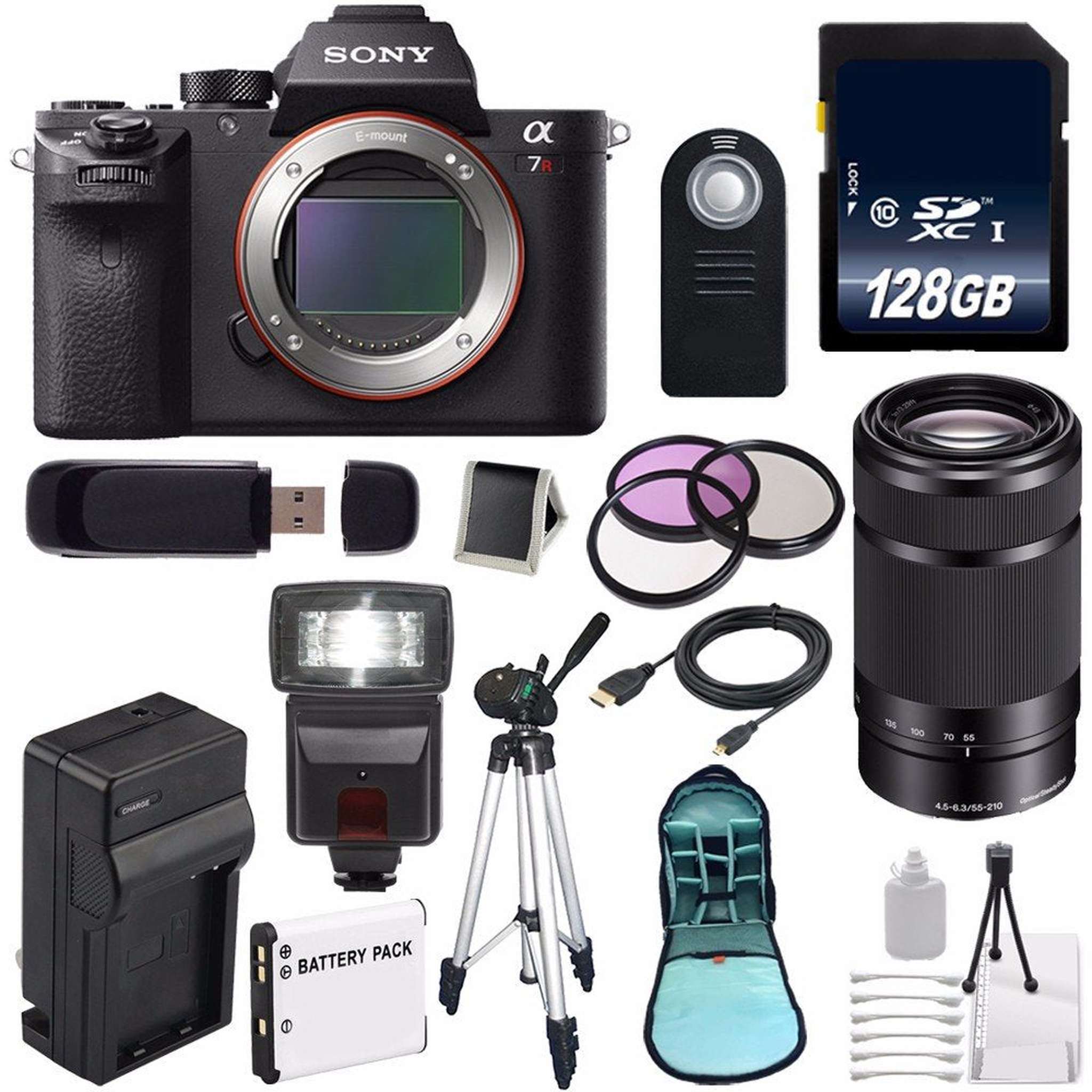 Sony Alpha a7R II Mirrorless Digital Camera International Model + Sony E 55-210mm f/4.5-6.3 OSS E-Mount Lens Black Advanced Bundle