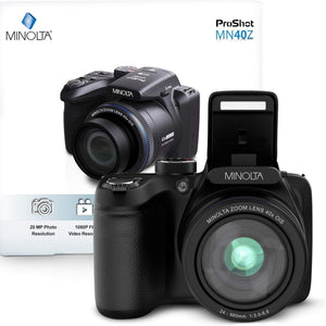 Minolta 20 Mega Pixels 40x Optical Zoom Digital Camera with 1080p FHD Video, Black