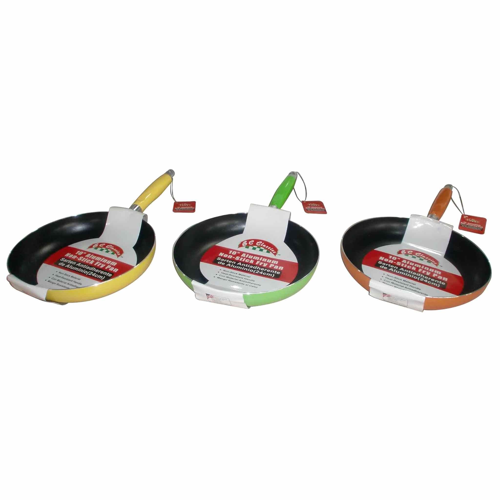 Fry Pan 10" Nonstick Assorted Colors Yellow, Orange, Green Bene Casa