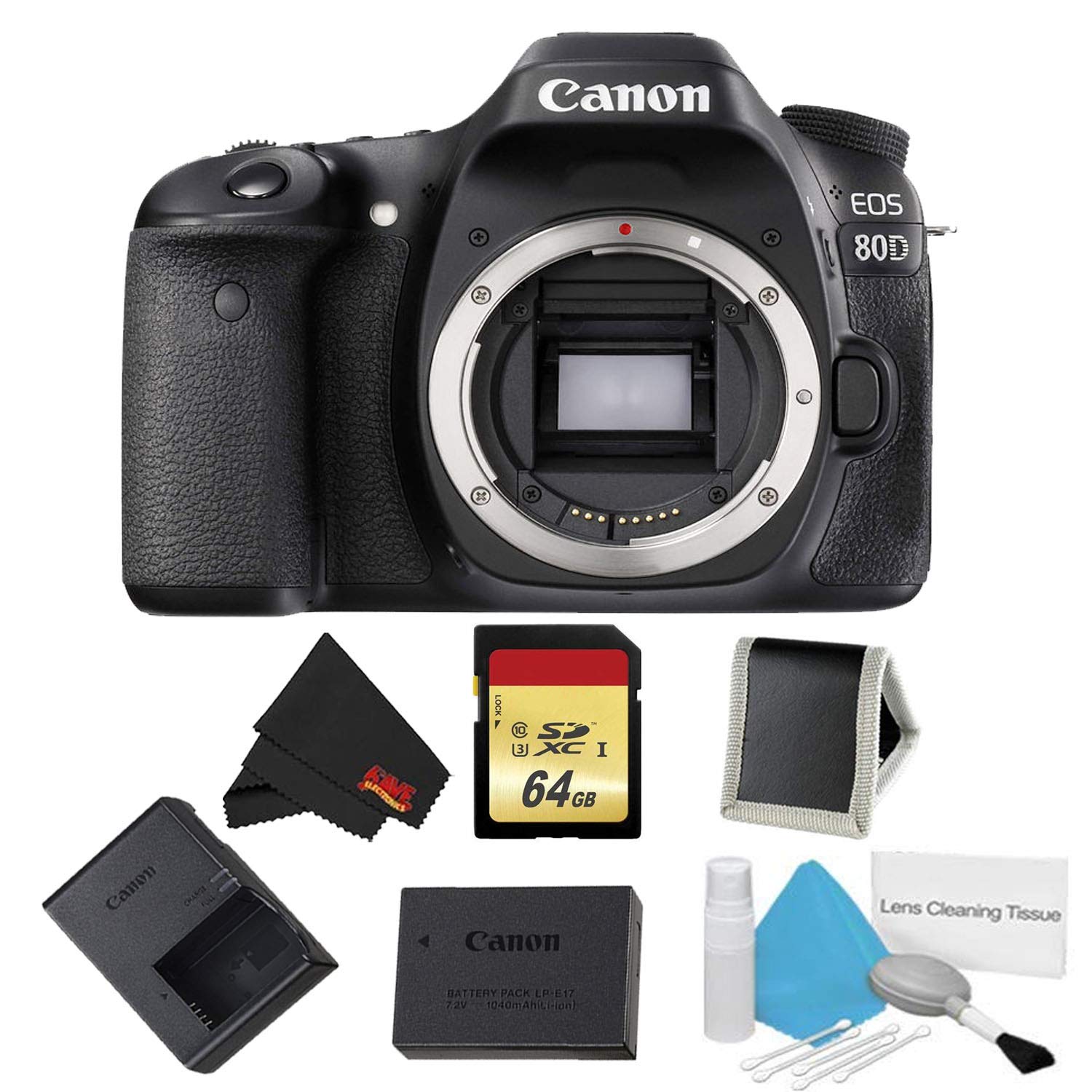 Canon EOS 80D DSLR Camera Body Only Memory Bundle (International Model)