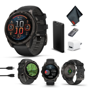 fenix 8 47mm AMOLED Sapphire Carbon Gray DLC Titanium with Black Gray Silicone