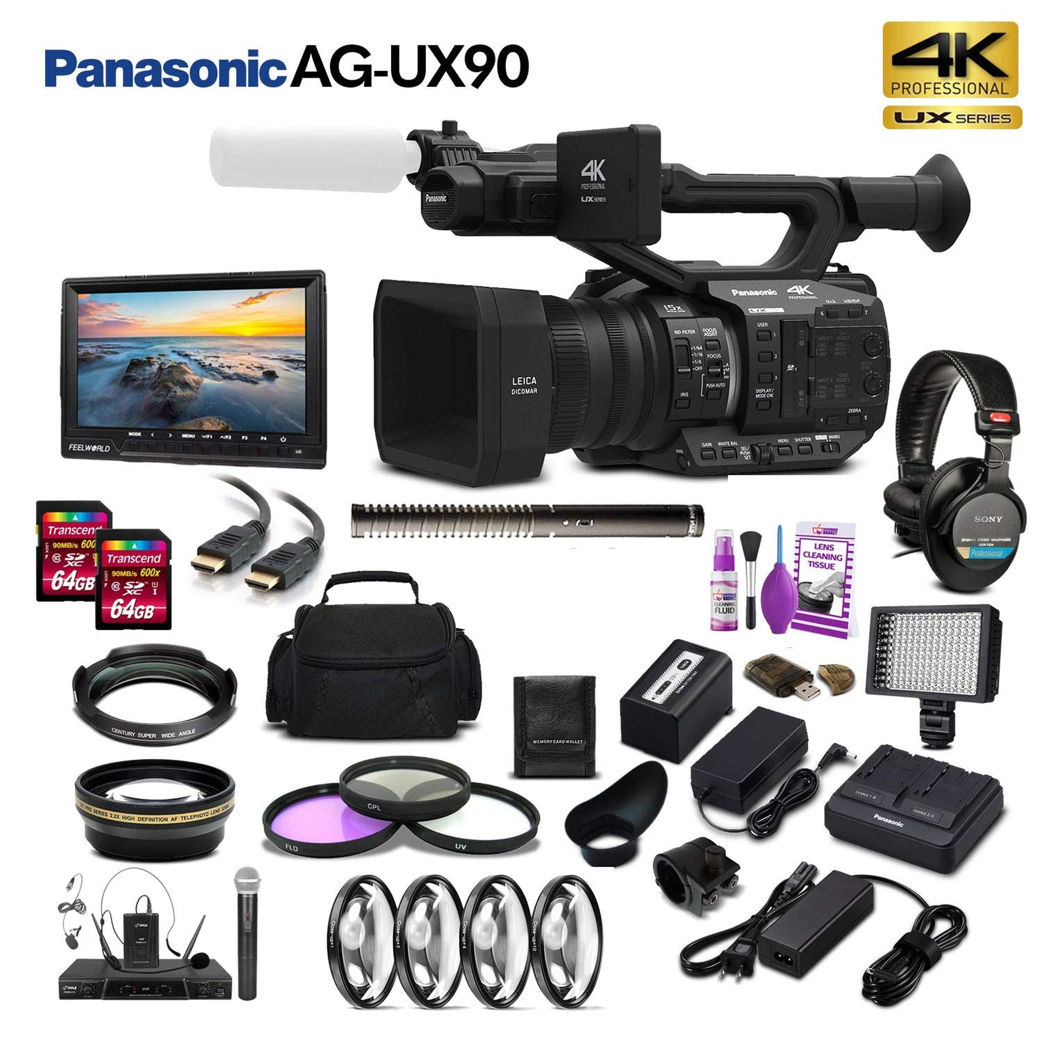 Panasonic AG-UX90 4K/HD Professional Camcorder AG-UX90PJ Movie Maker Bundle