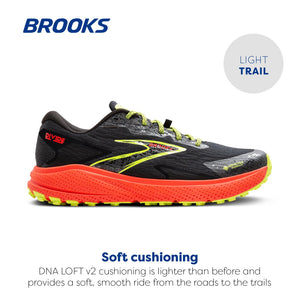 Brooks Men’s Divide 5 GTX Waterproof Trail Running Shoe - Black/Cherry/Lime - 7.5 Medium