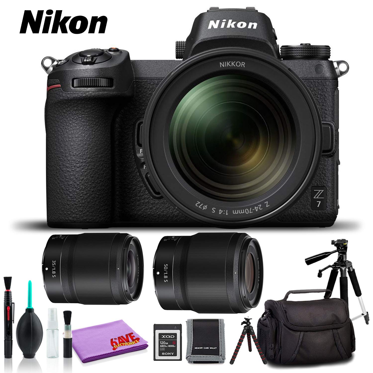 Nikon Z 7 Mirrorless Digital Camera with 24-70mm Lens (Intl Model) - Platinum Kit