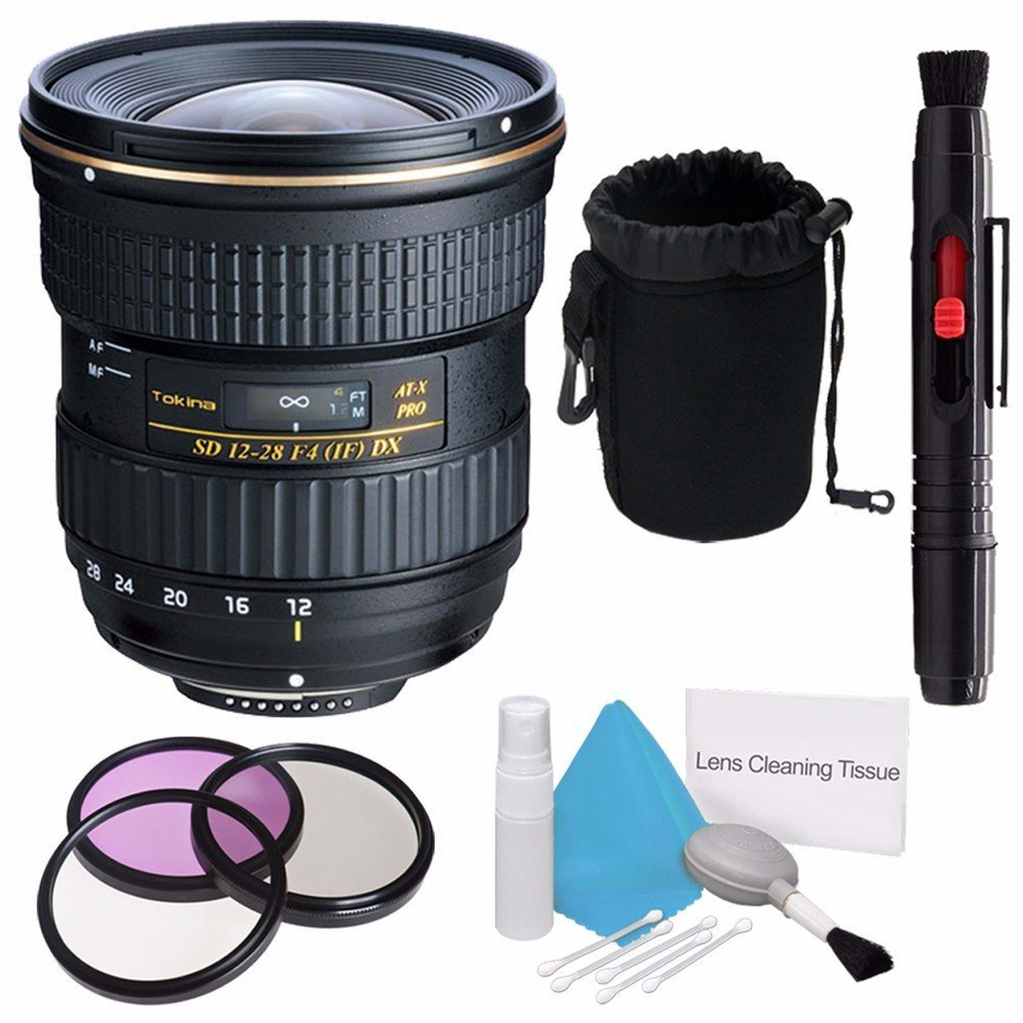 Tokina 12-28mm f/4.0 at-X Pro APS-C Lens for Canon International Model +Deluxe Cleaning Kit + Lens Cleaning Pen Travel Bundle Tokina