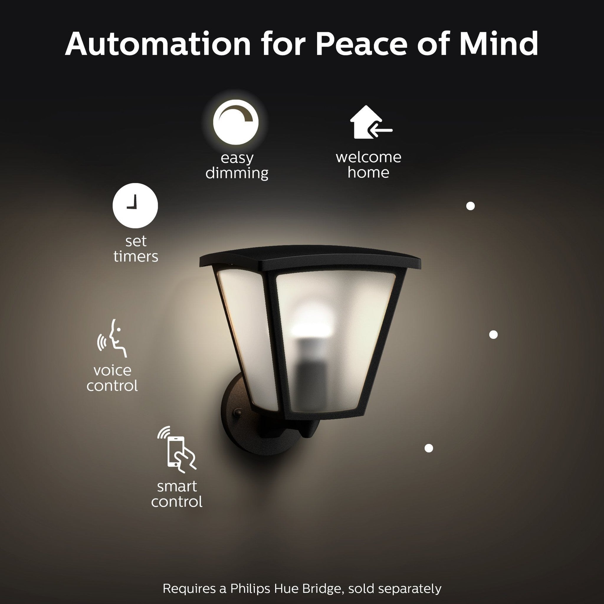 Philips Hue Inara White Outdoor Lantern, Wall Fixture & 1 Hue White A19 LED Smart Bulb, Use with Alexa, Homekit & Google