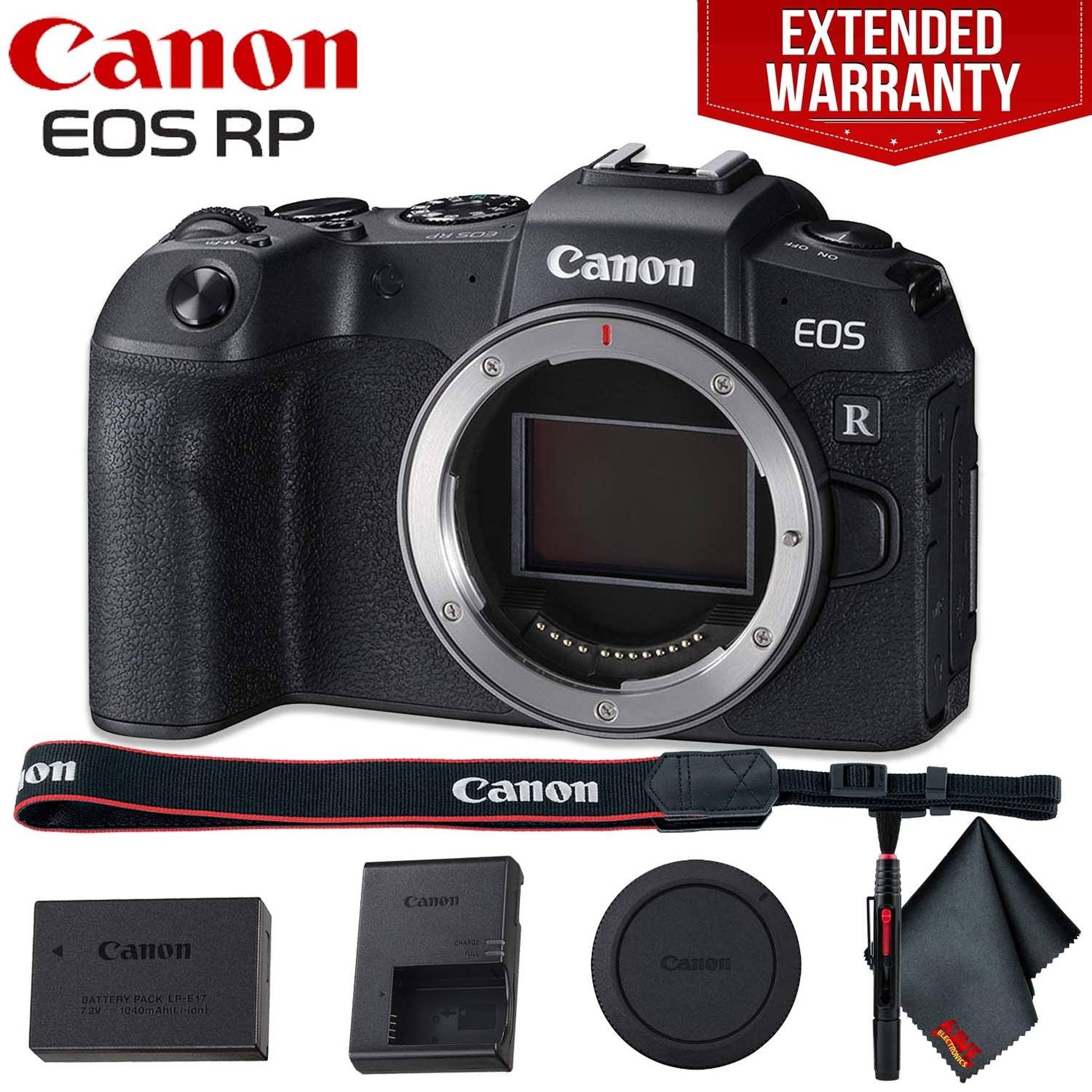 Canon EOS RP Mirrorless Digital Camera Body Only - Includes - Cleaning Kit and 1-Year Extended Warranty Bundle Canon