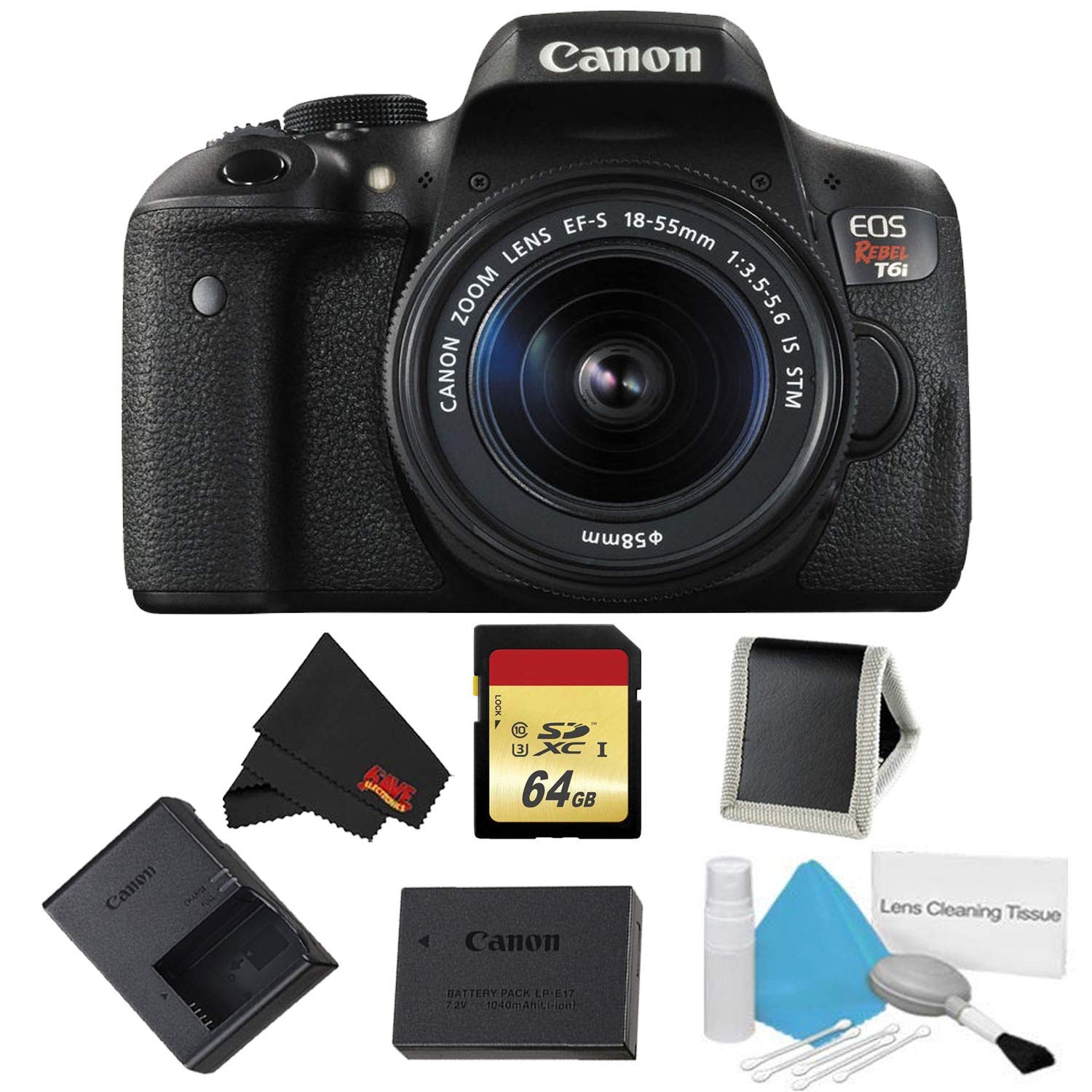 Canon EOS Rebel T6i DSLR Camera with 18-55mm Lens Memory Kit - International Model